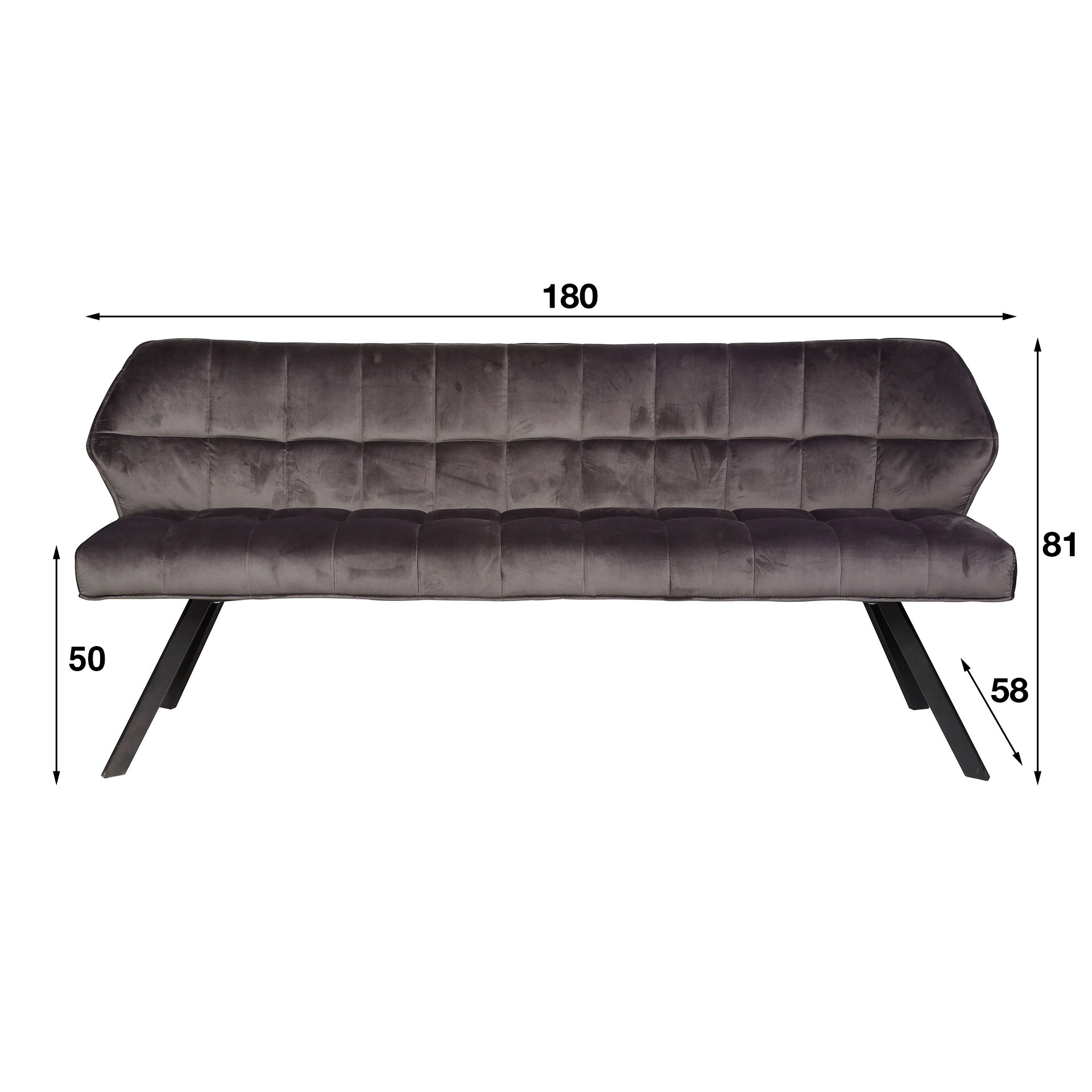 Eetkamerbank Velvet Raster Antraciet - 180 cm - Afbeelding 7