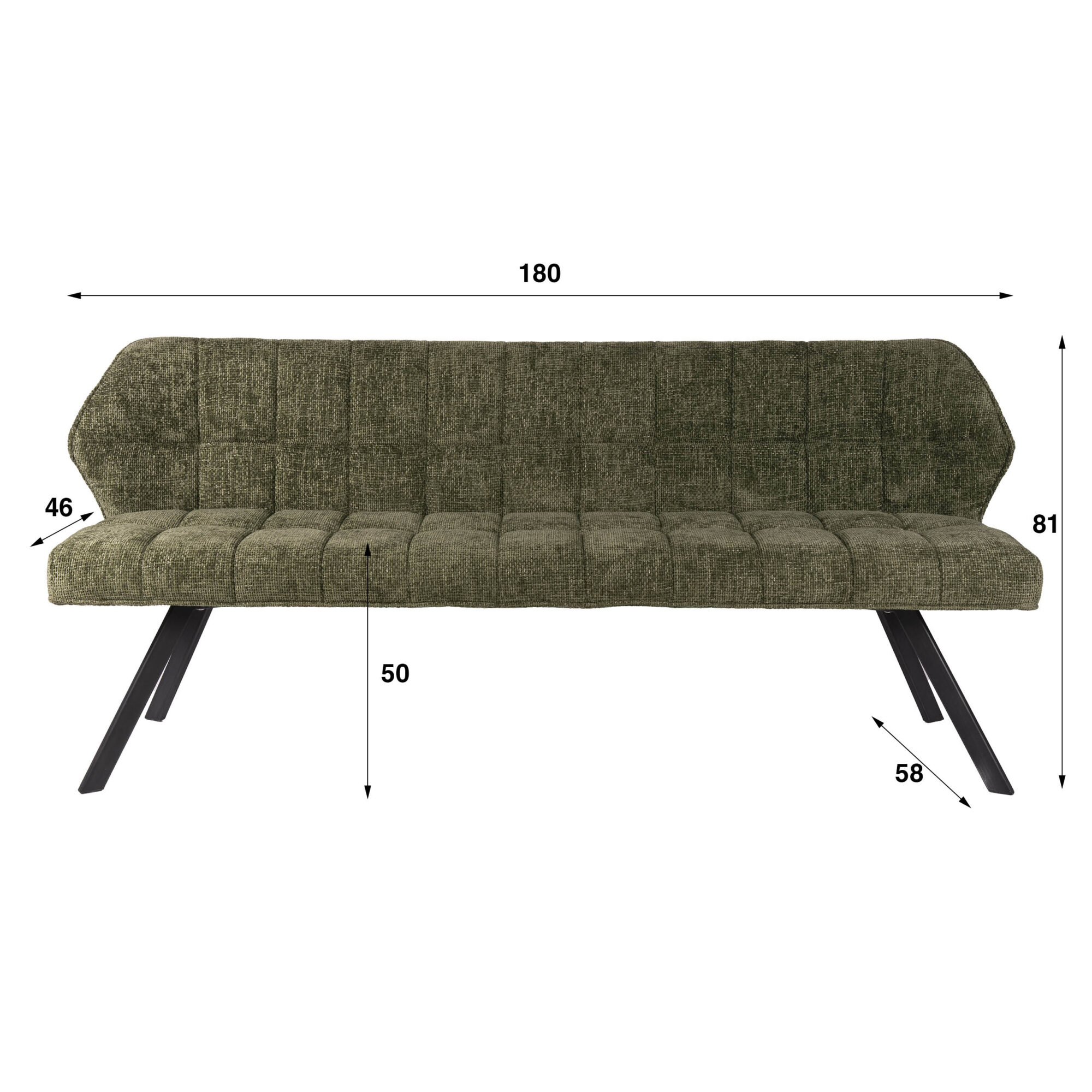 Eetkamerbank Raster Rich - Groen - 180 cm - Afbeelding 5
