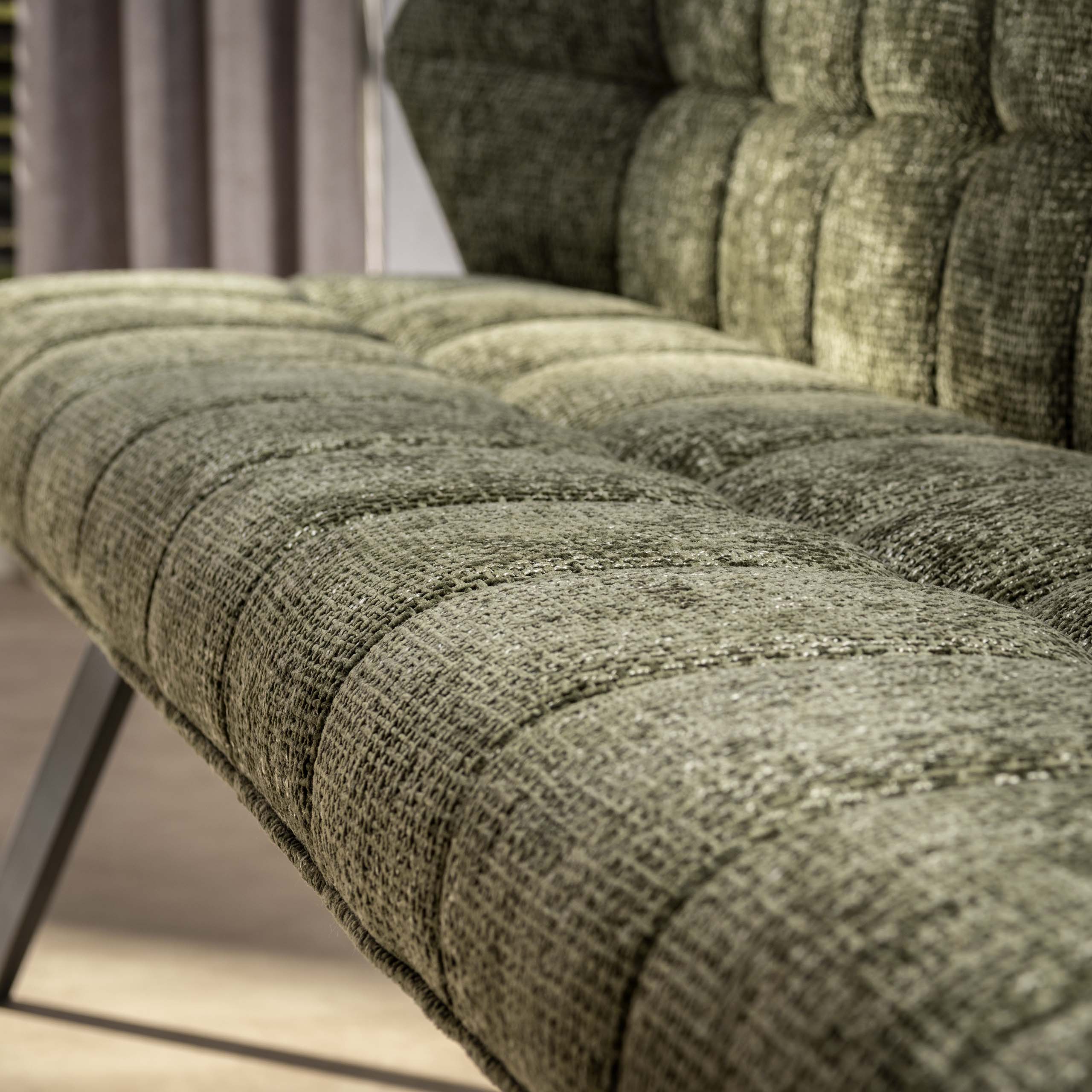 Eetkamerbank Raster Rich - Groen - 180 cm - Afbeelding 2