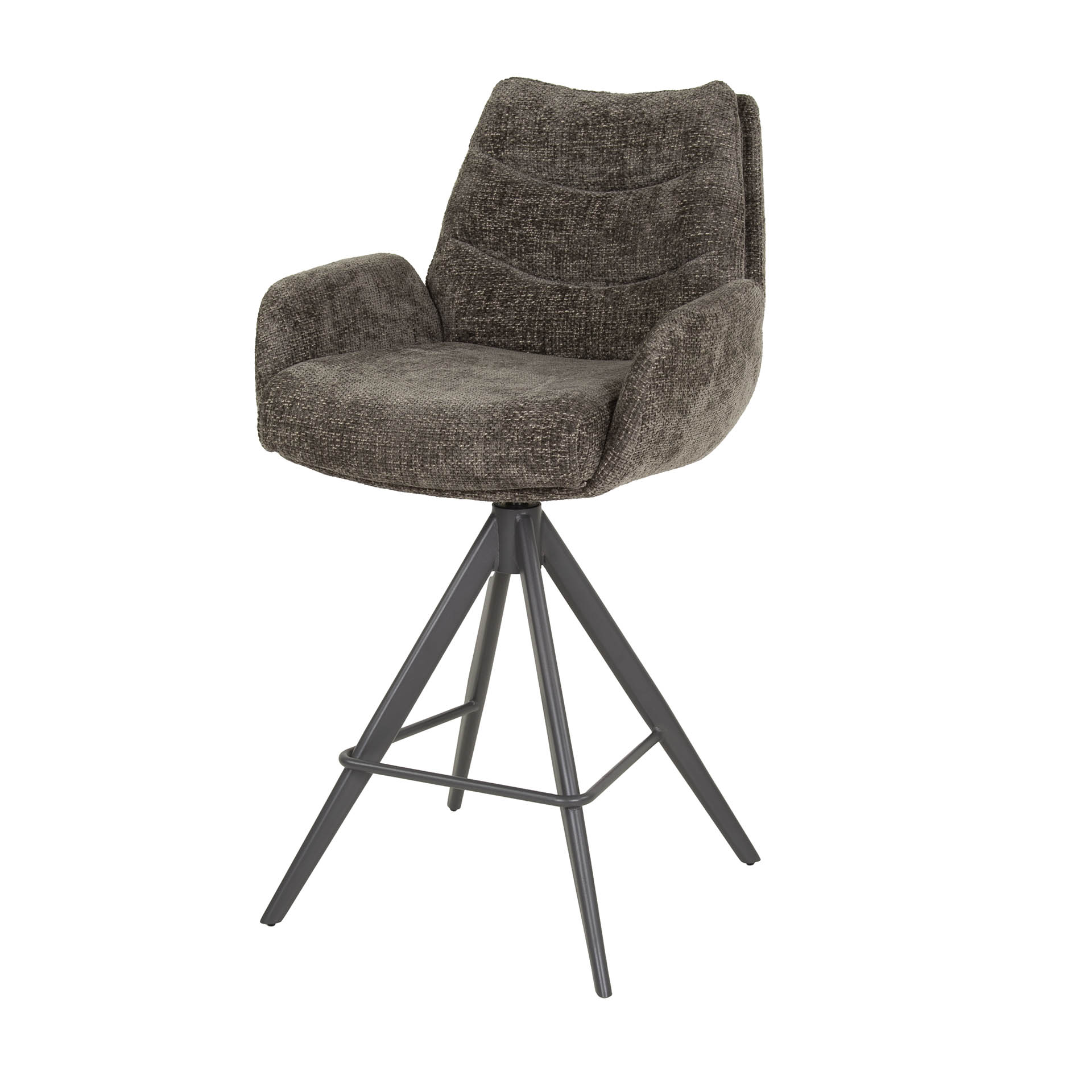Draaibare Barstoel Marlinde Chenille - Taupe (zithoogte 67cm) - Afbeelding 3