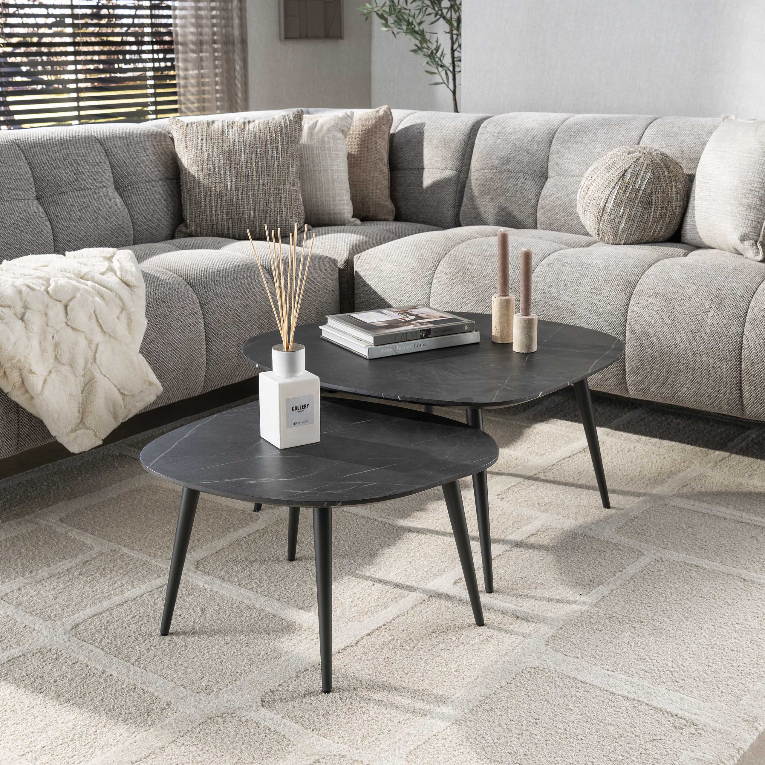 Organische Salontafel Rock Set van 2 stuks Keramiek look