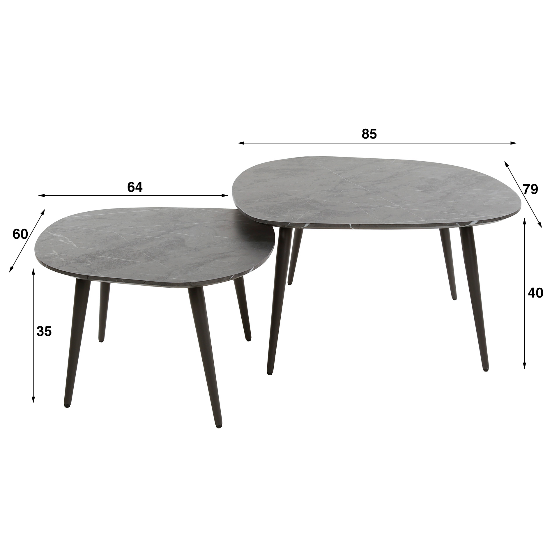 Organische Salontafel Rock Set van 2 stuks Keramiek look - Afbeelding 6