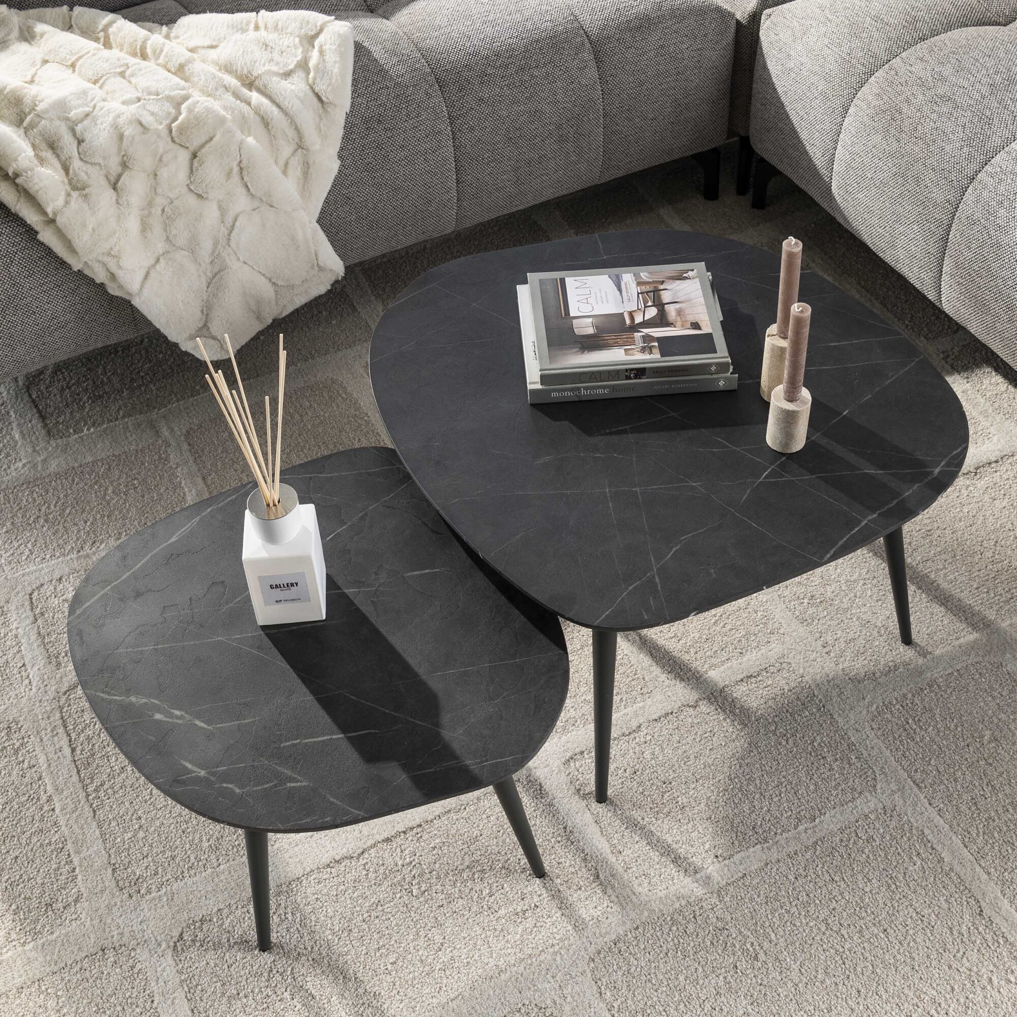 Organische Salontafel Rock Set van 2 stuks Keramiek look - Afbeelding 2