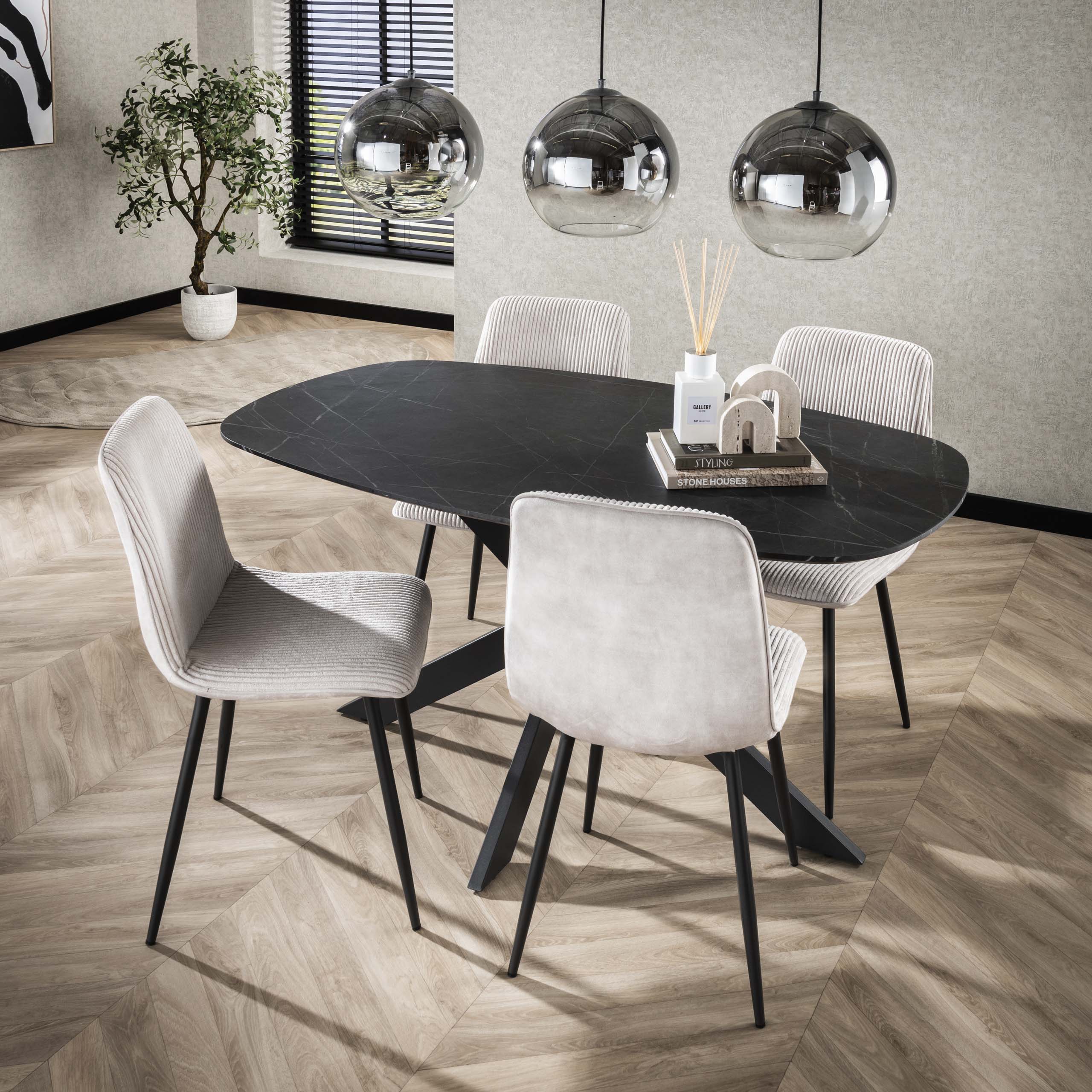 Deens Ovale Eettafel Mousa Keramieklook 150 x 90cm