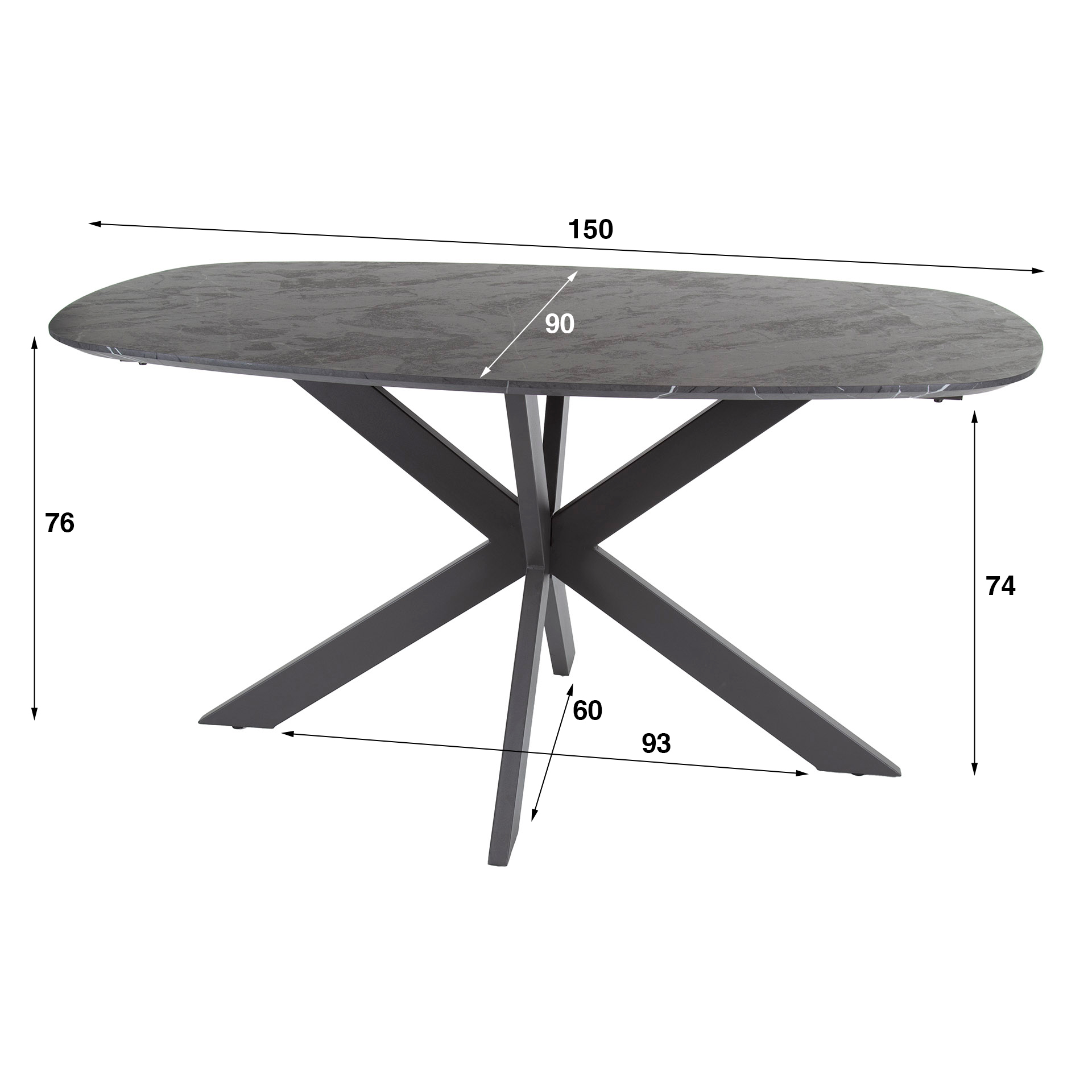 Deens Ovale Eettafel Mousa Keramieklook 150 x 90cm - Afbeelding 4