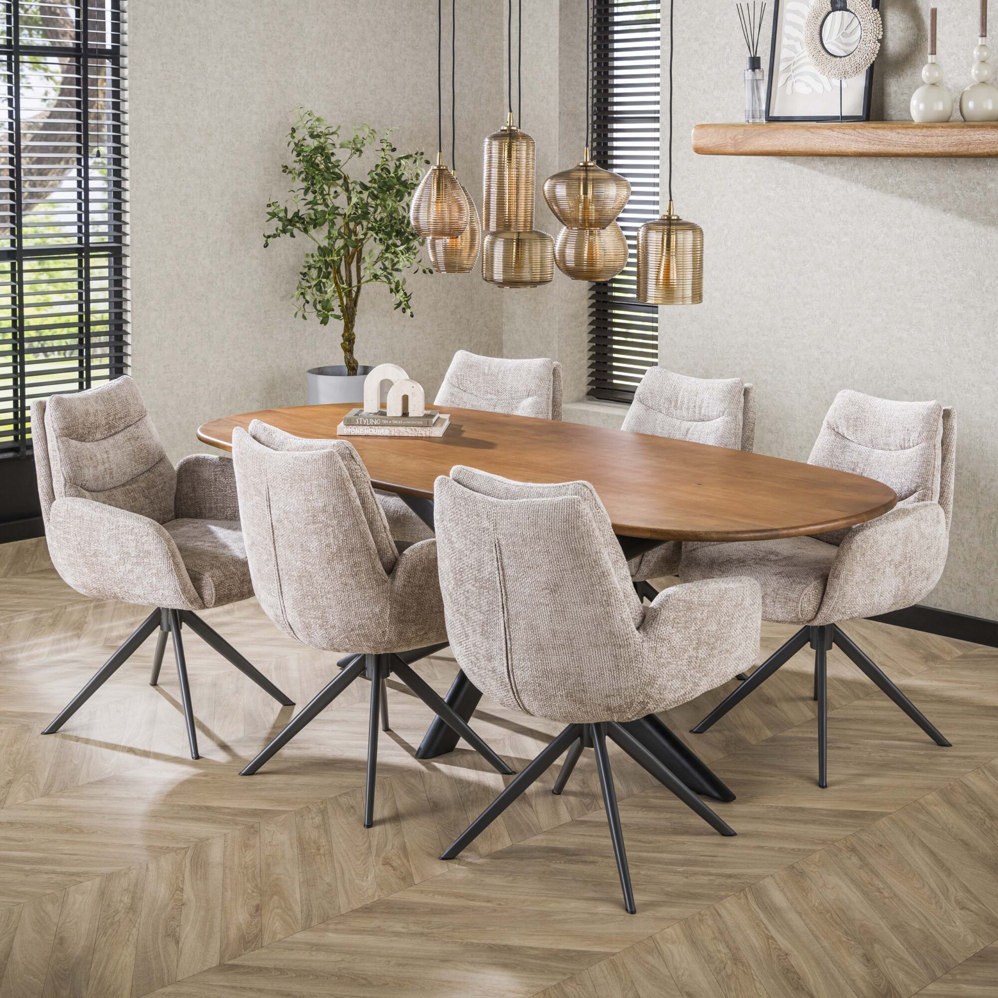 Eettafel Cliff ovaal 215 cm - Massief mango zand - Afbeelding 2