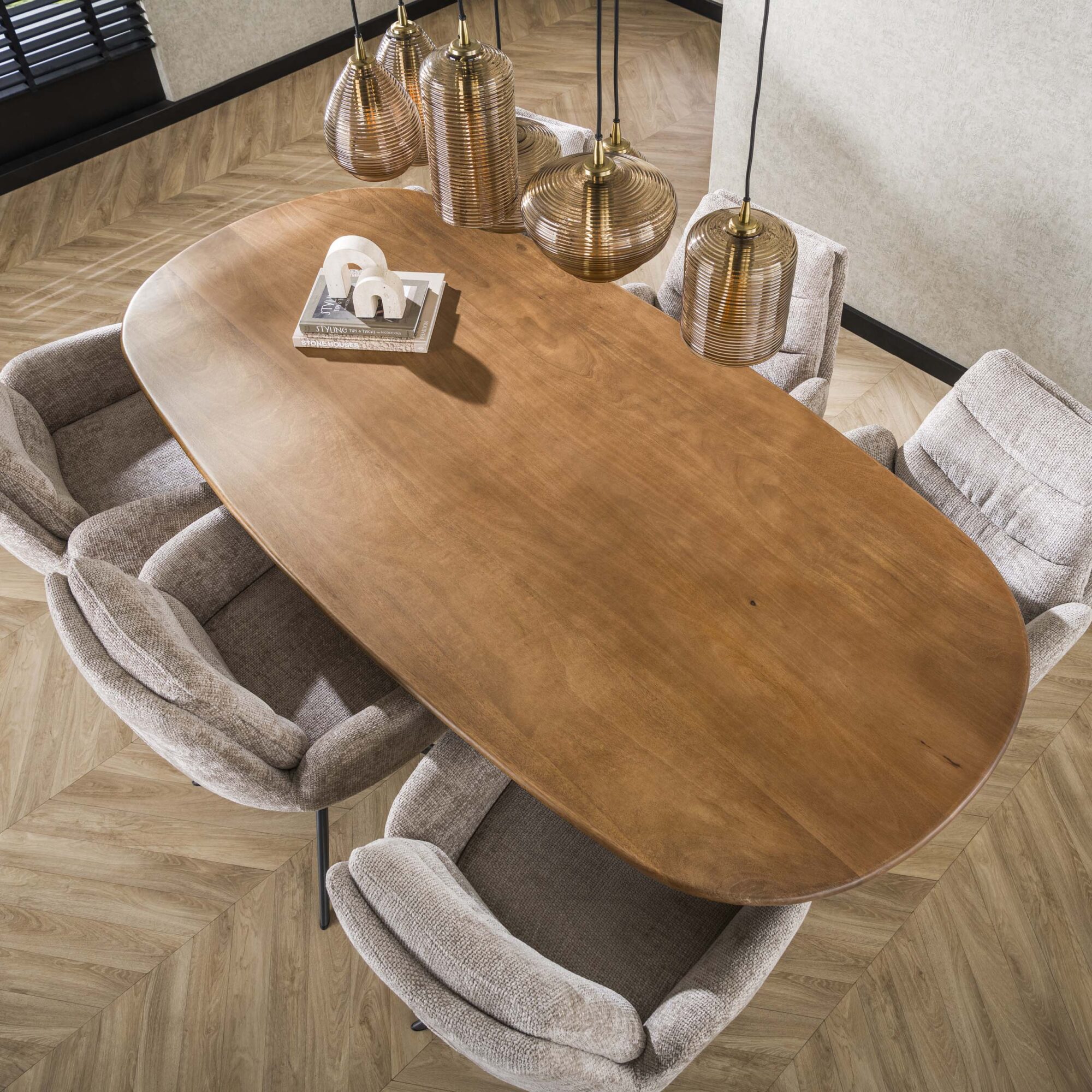 Eettafel Cliff ovaal 215 cm - Massief mango zand - Afbeelding 3