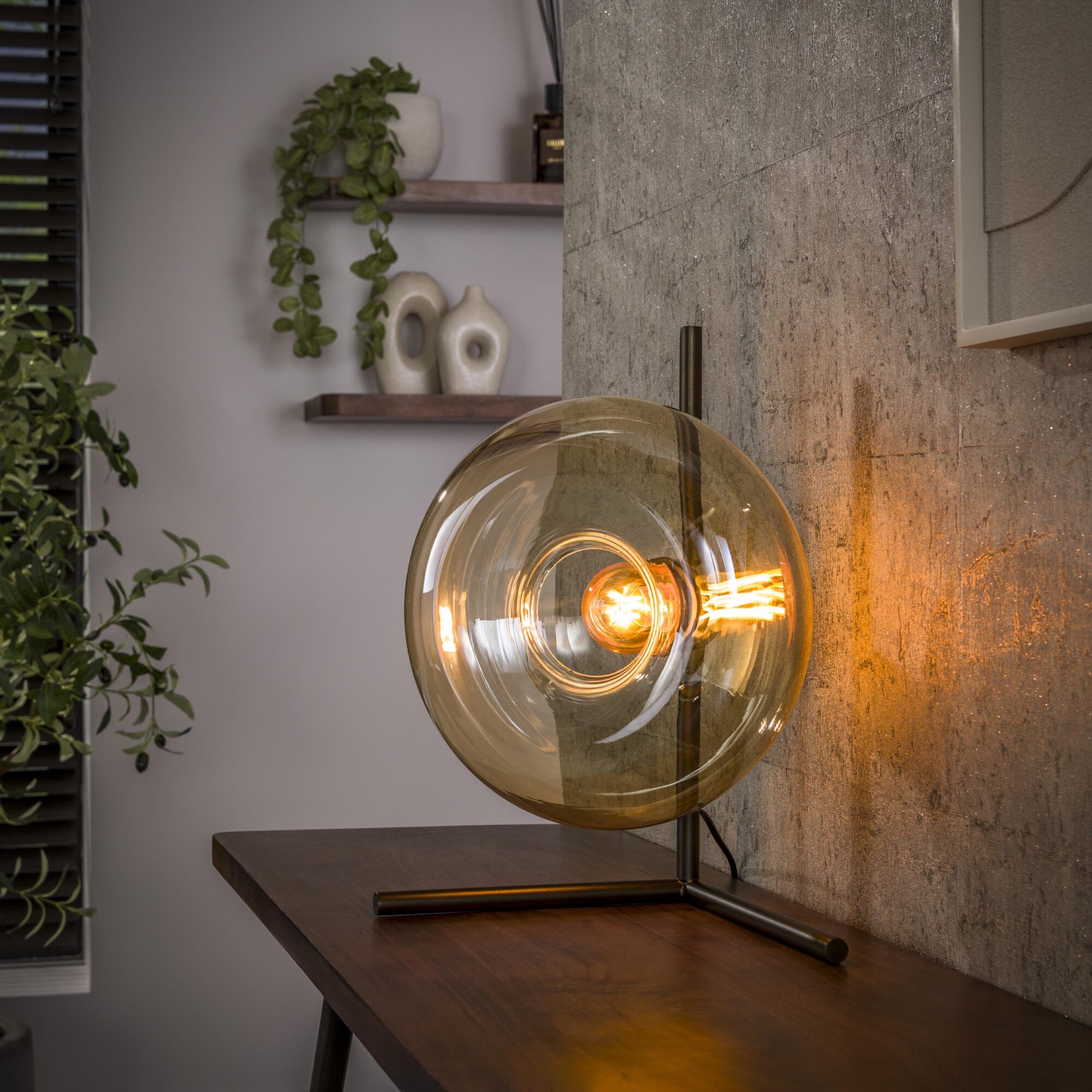 Tafellamp Soll 1-lichts - Amber glas