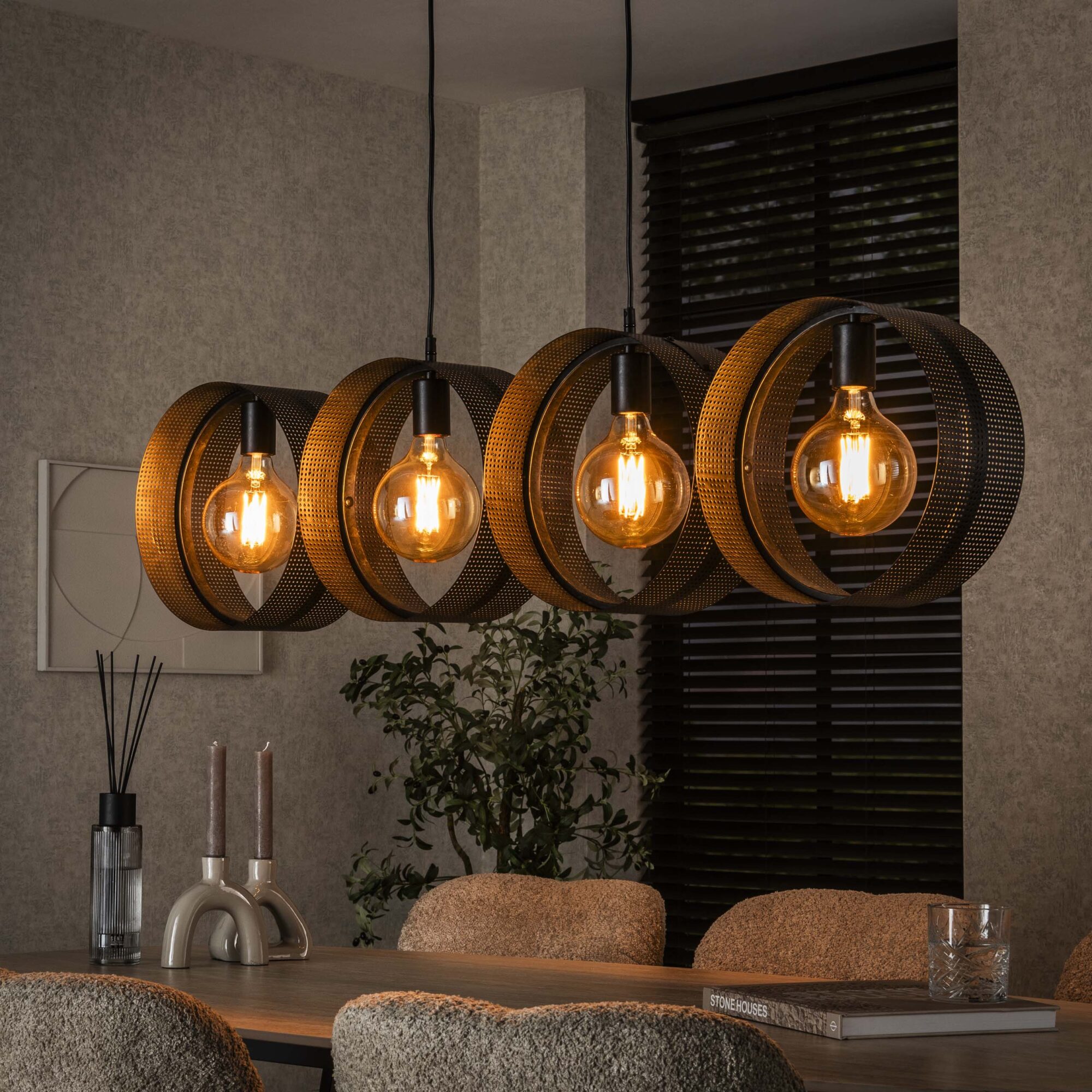 Hanglamp Ring Charcoal finish 4-lamps
