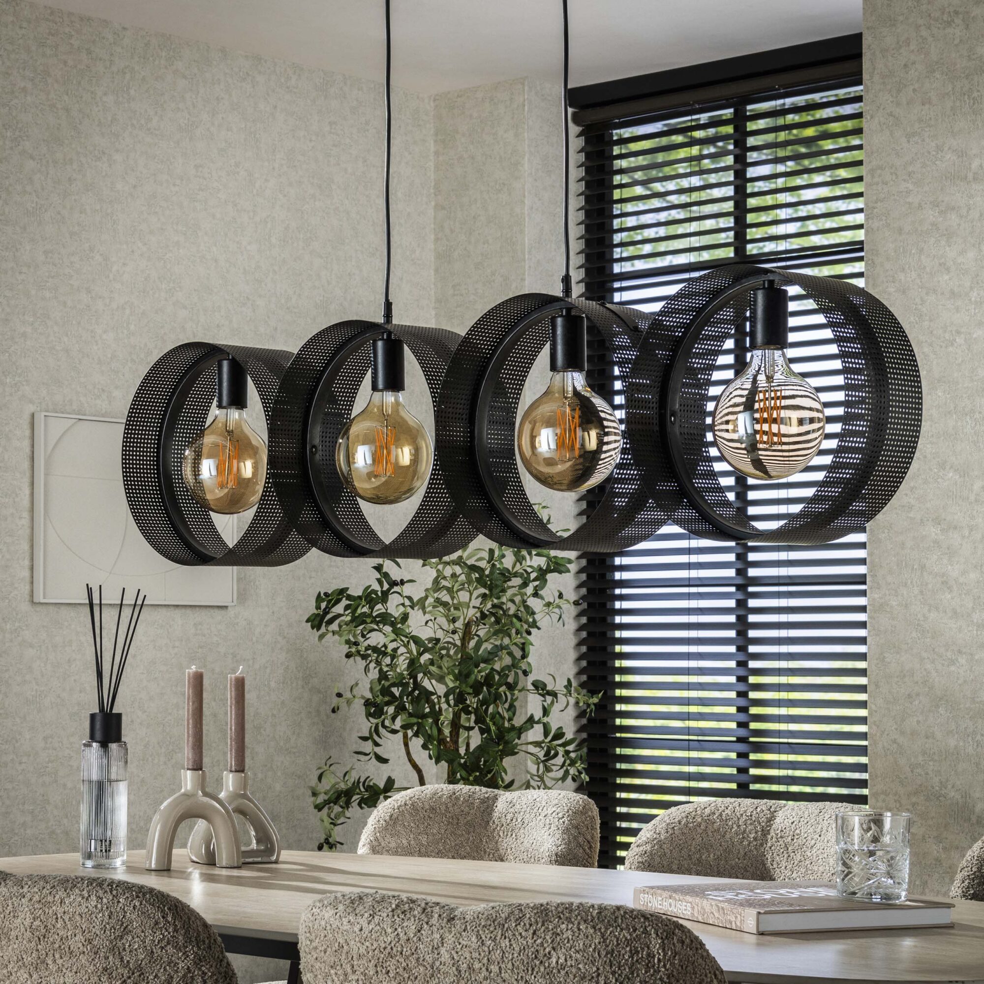 Hanglamp Ring Charcoal finish 4-lamps - Afbeelding 2