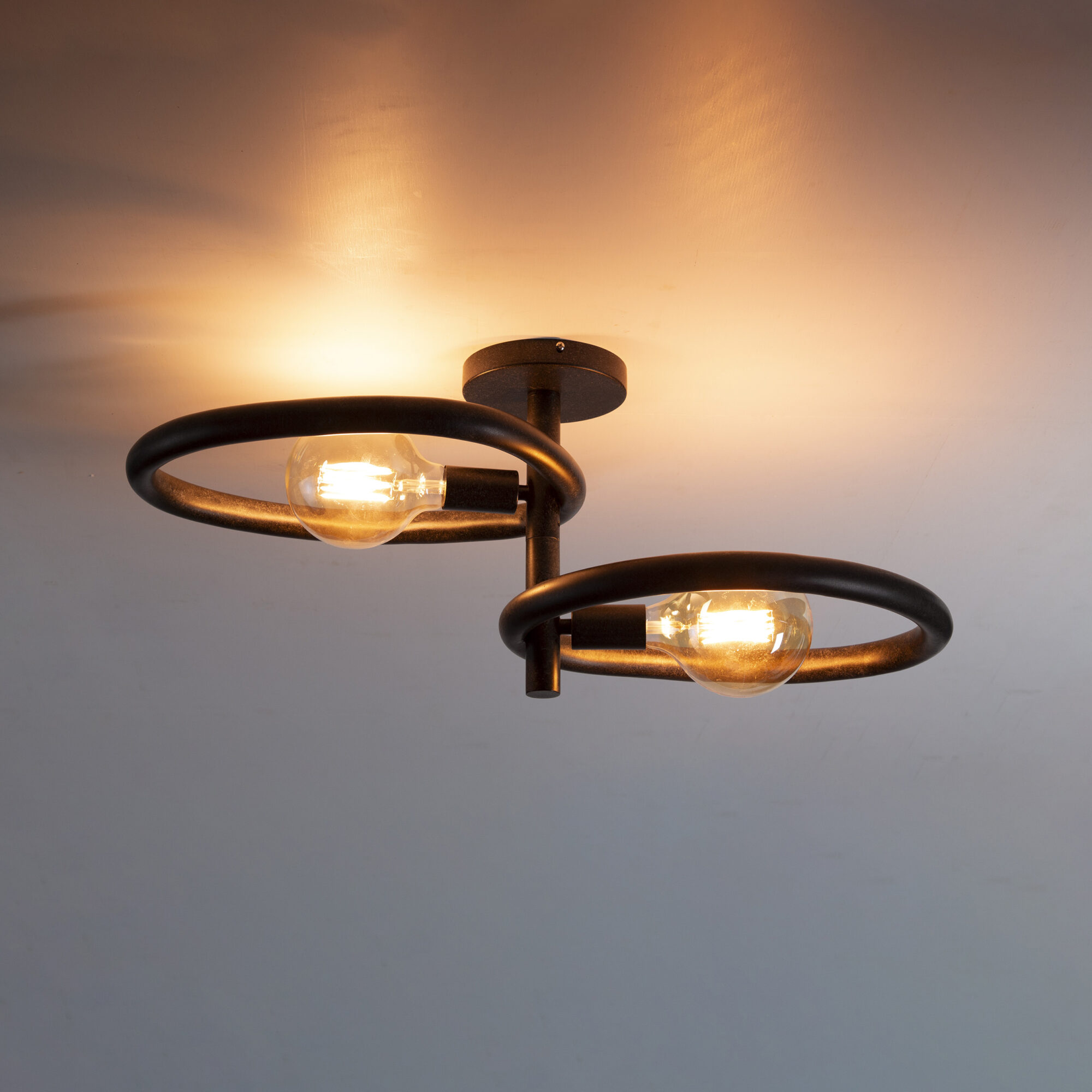 Plafondlamp Pebble 2-lichts Artic - Zwart