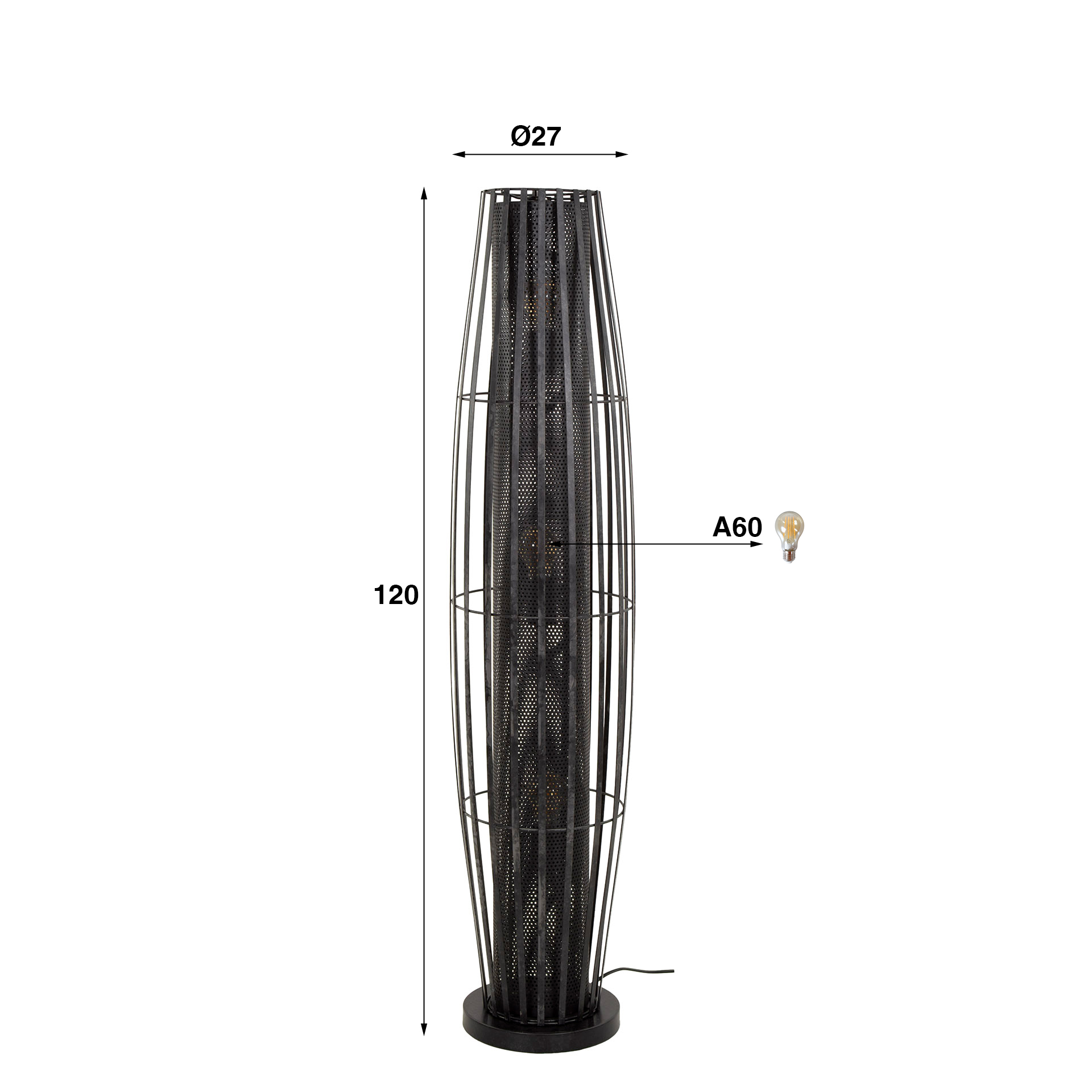 Vloerlamp Cylinder Mesh 3 lamps - Afbeelding 7