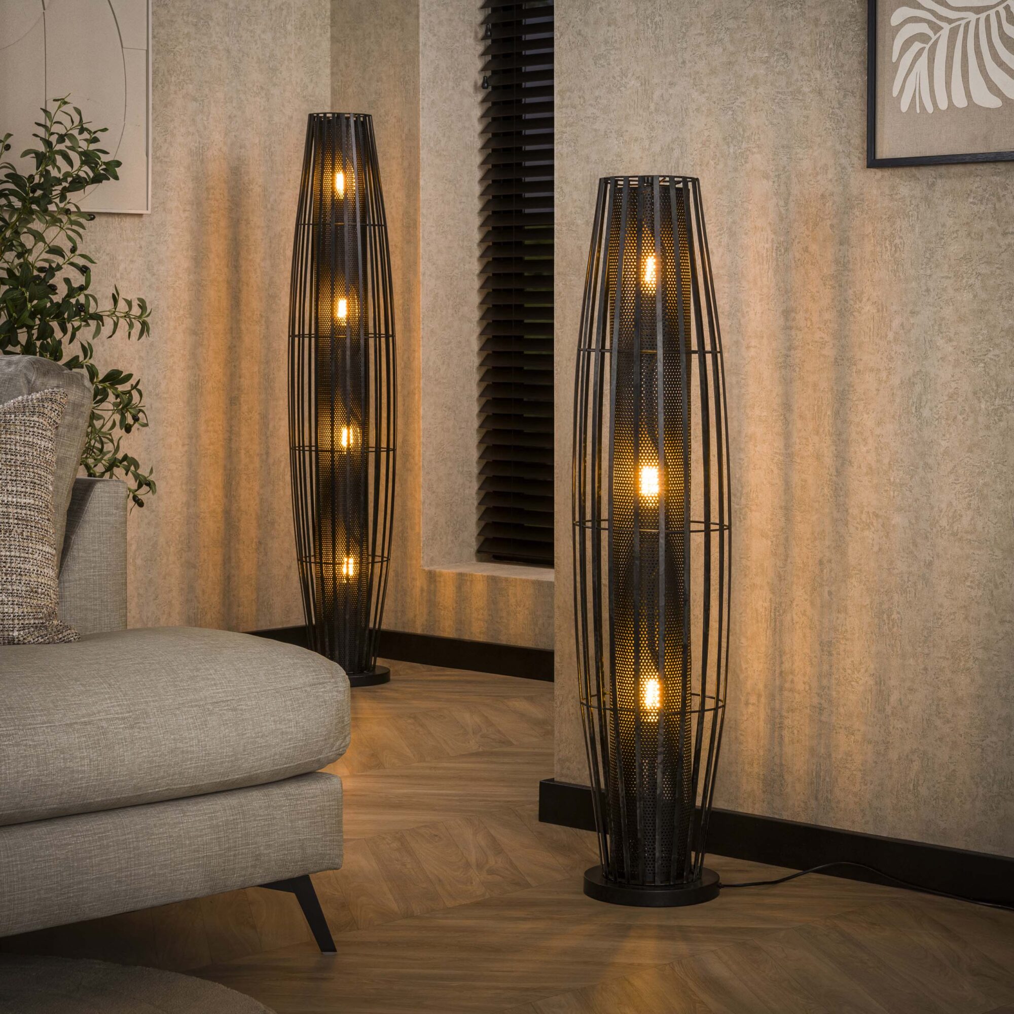 Vloerlamp Cylinder Mesh 3 lamps - Afbeelding 4