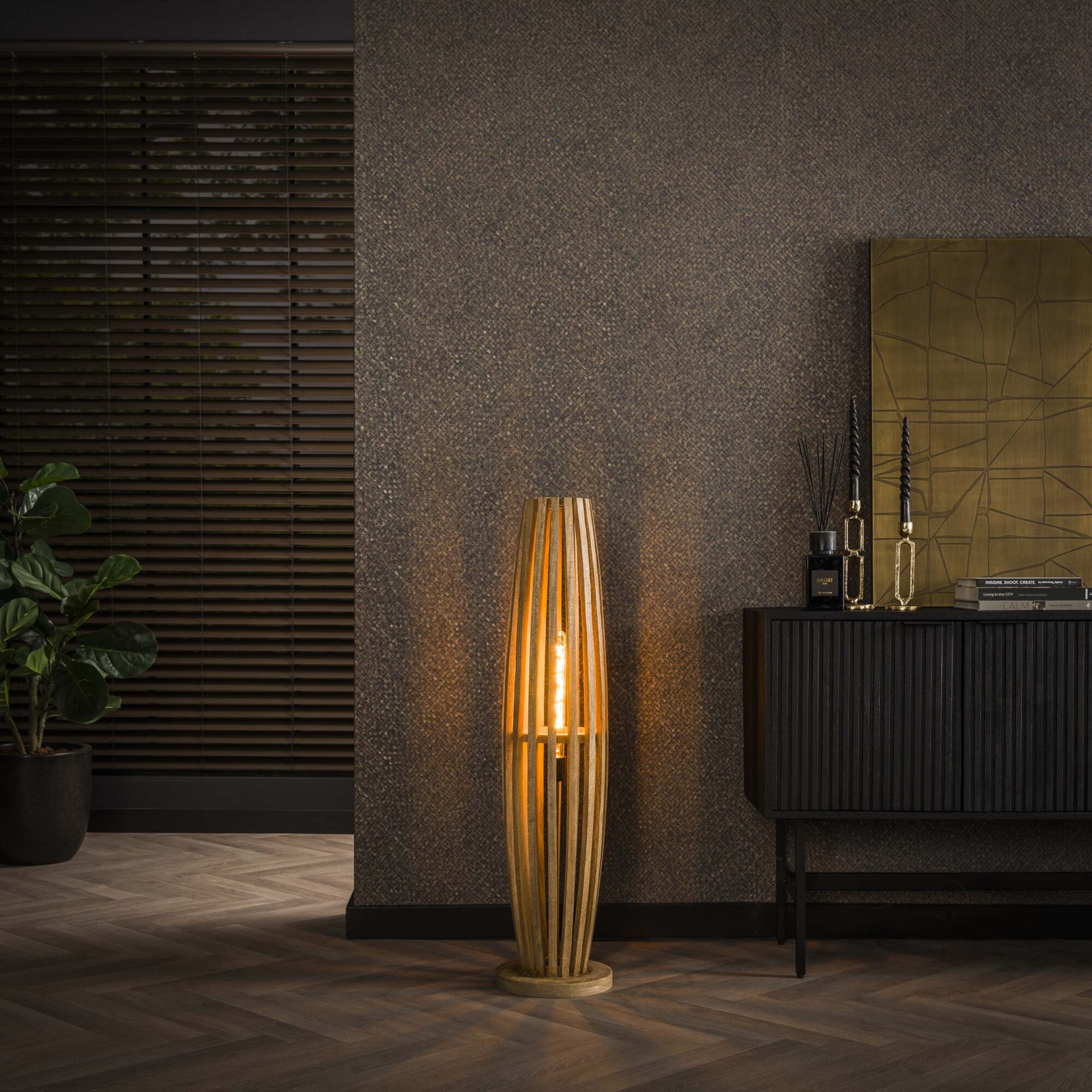 Vloerlamp Orbit Mangohout - 105 cm