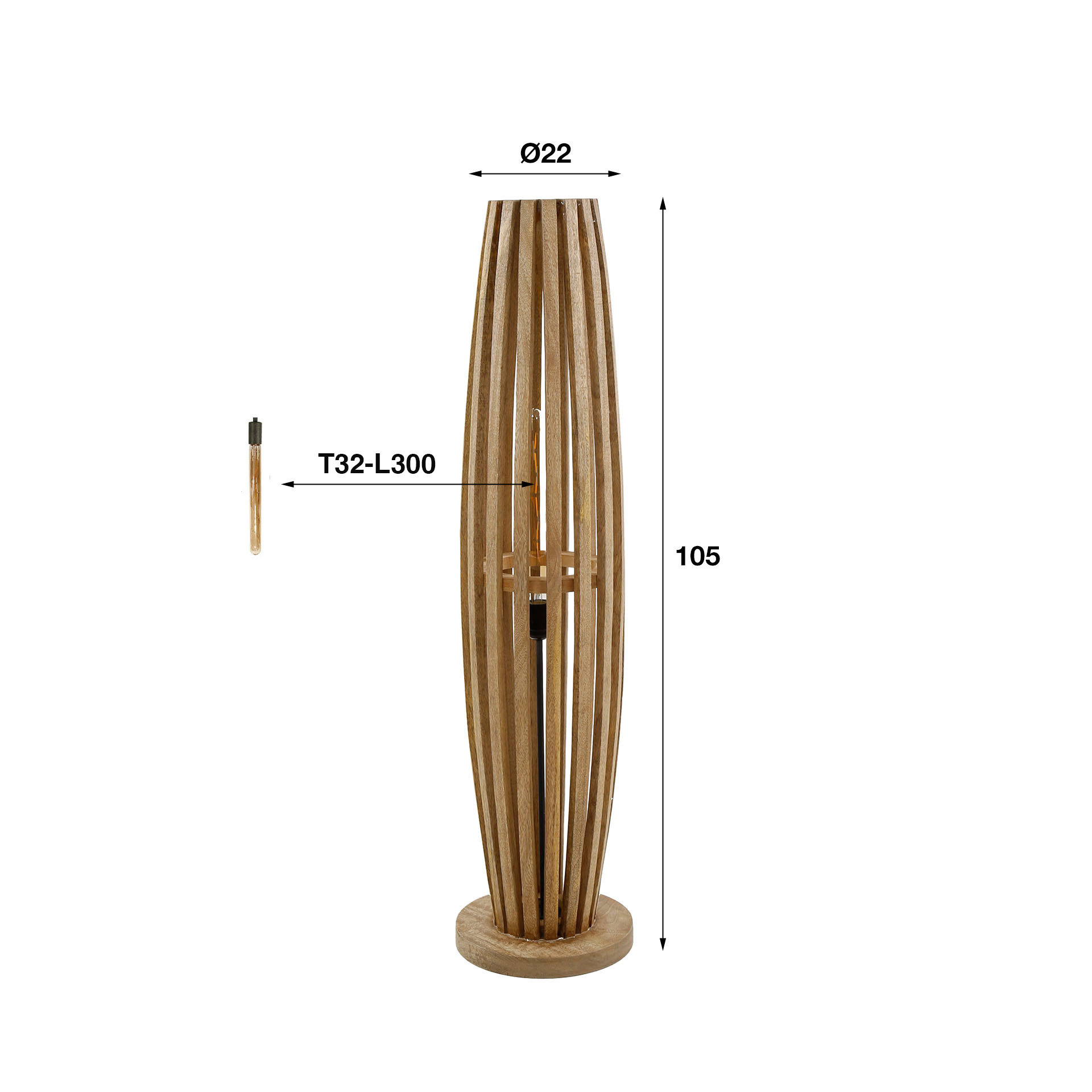Vloerlamp Orbit Mangohout - 105 cm - Afbeelding 7