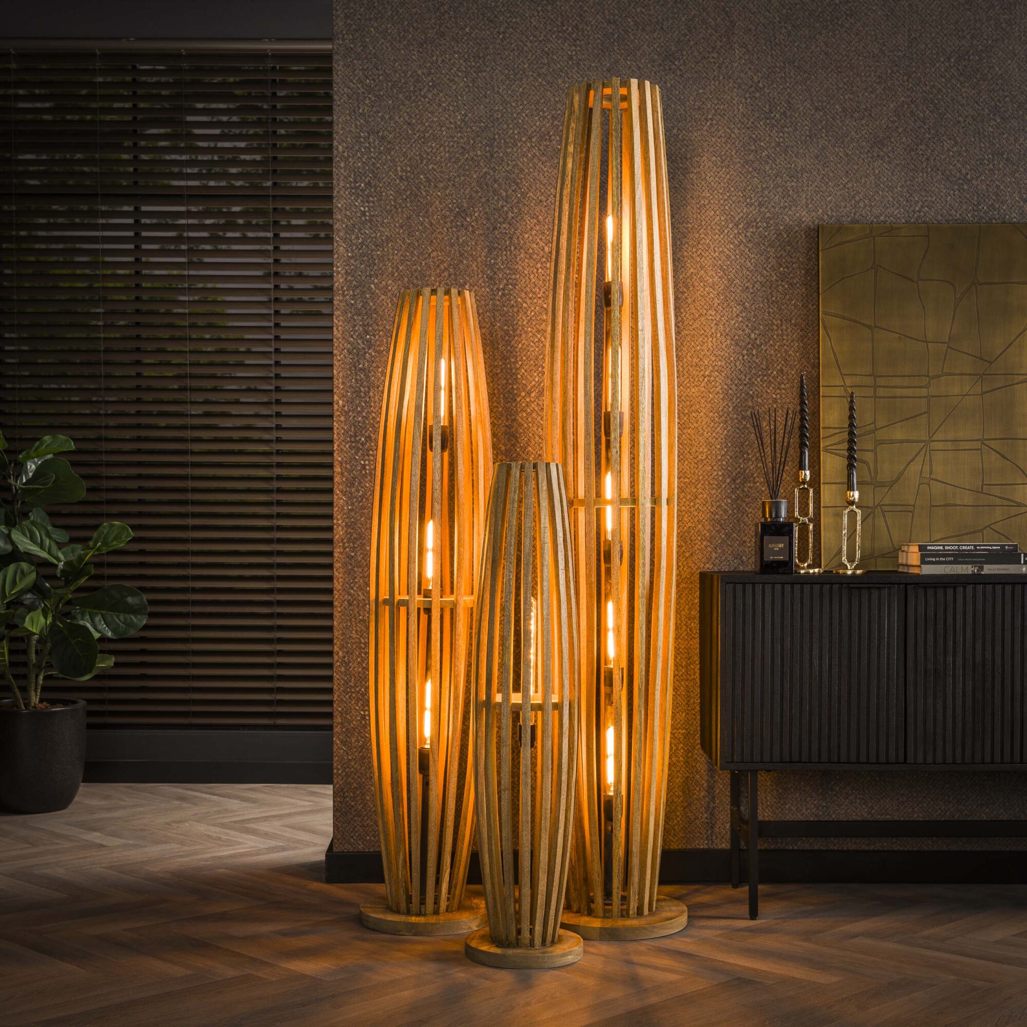 Vloerlamp Orbit Mangohout - 105 cm - Afbeelding 3