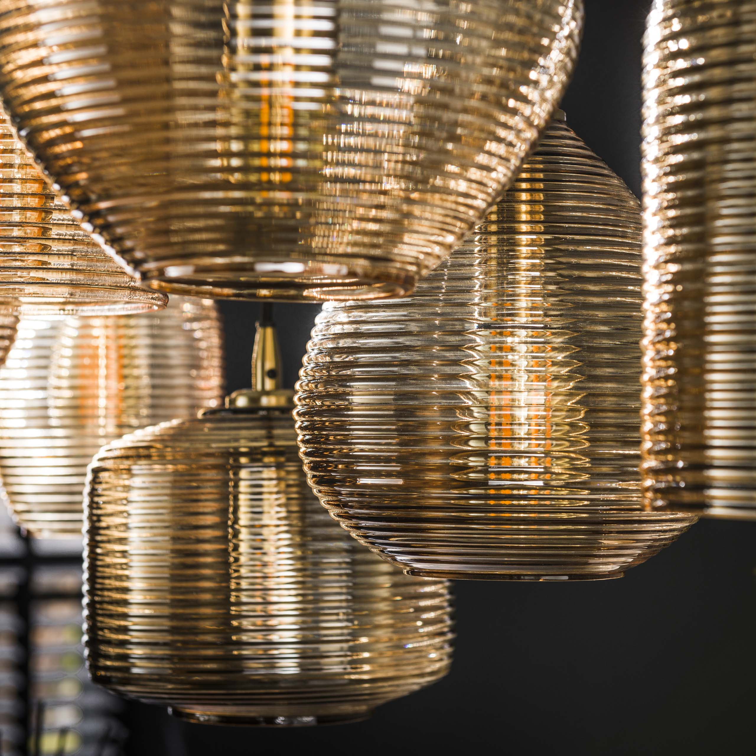 Hanglamp Stripe 4 + 3 lampen - Glas - Afbeelding 3