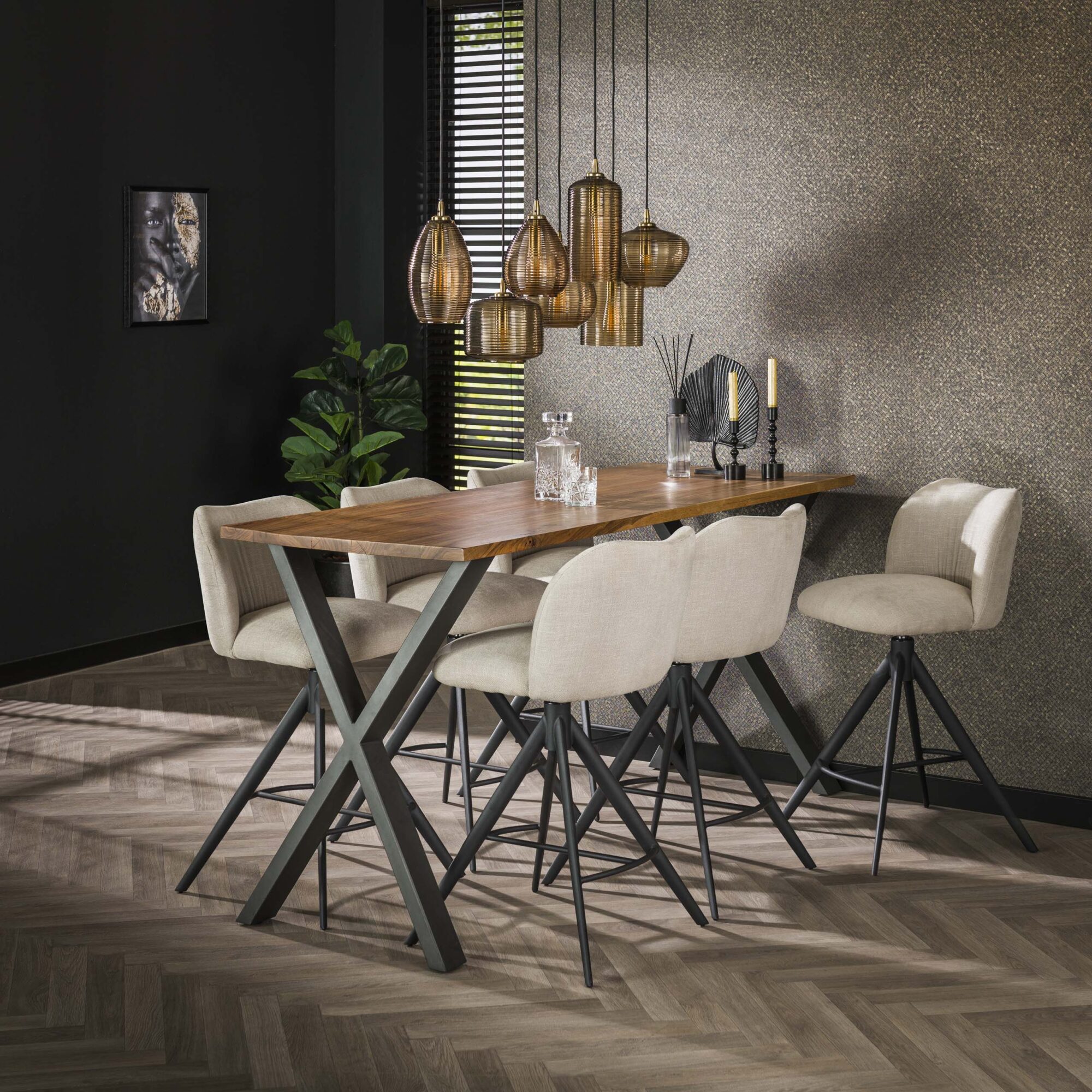 Hanglamp Stripe 4 + 3 lampen - Glas - Afbeelding 4