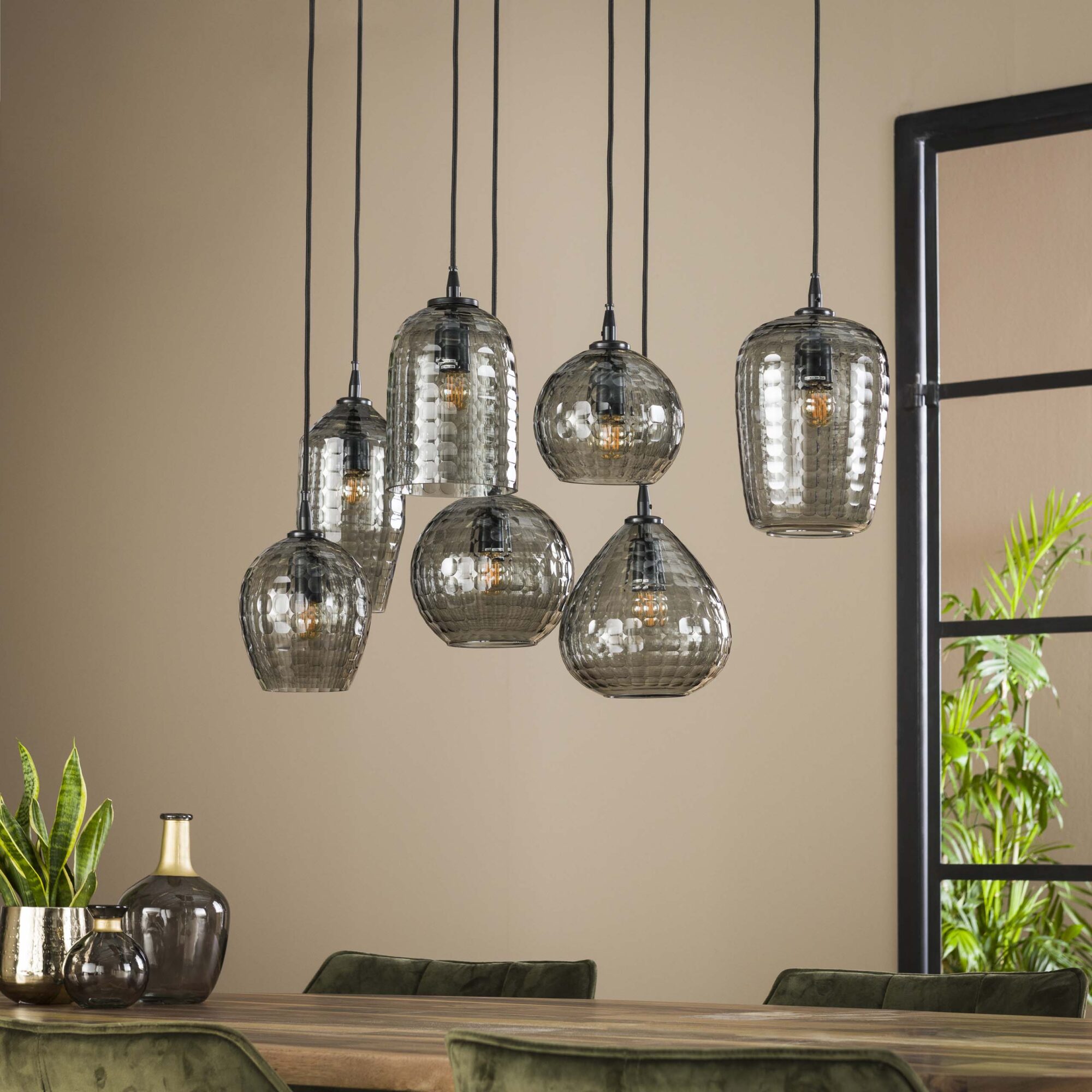 Hanglamp Hexagon Mix met 7 lampen Smoke Grey - Afbeelding 2