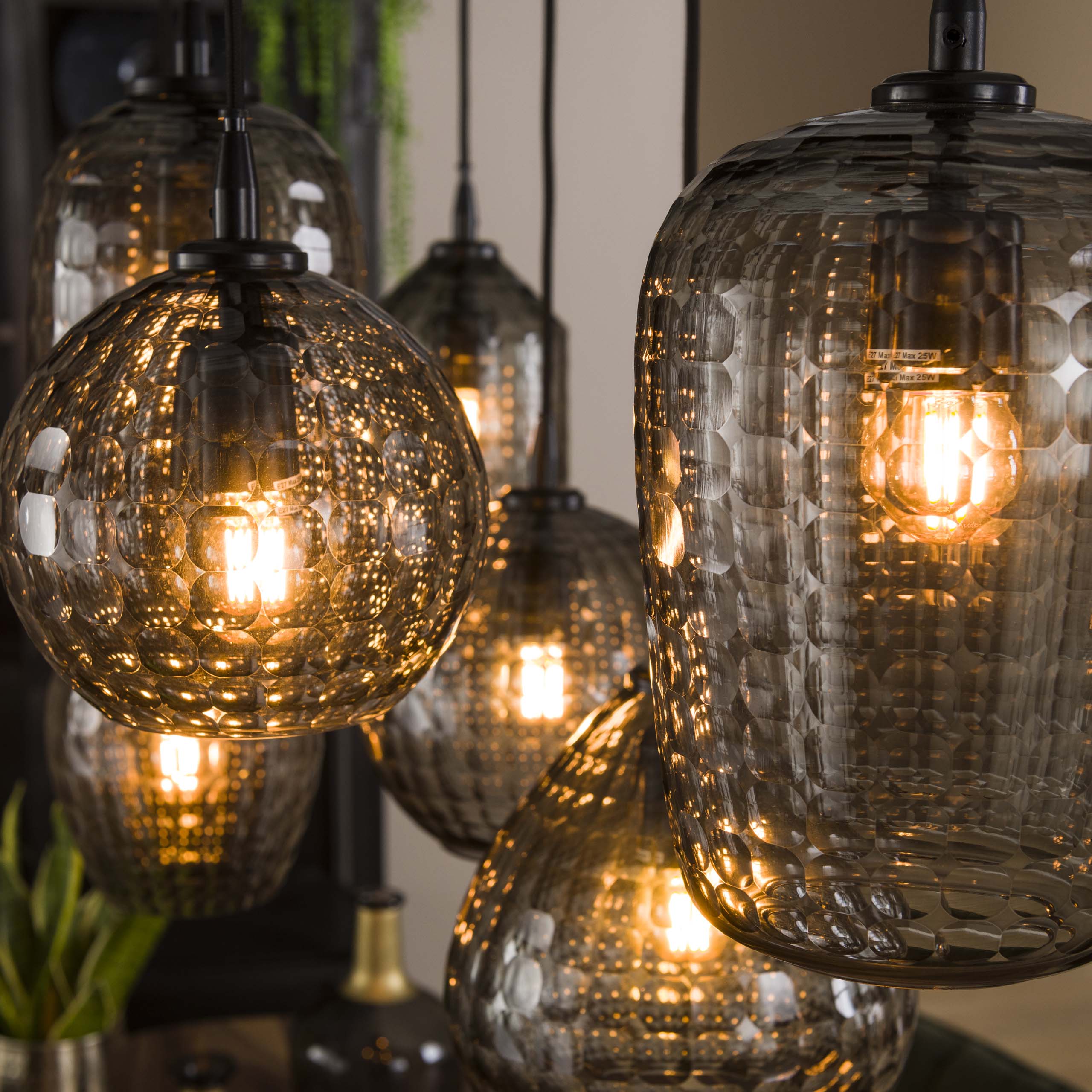 Hanglamp Hexagon Mix met 7 lampen Smoke Grey - Afbeelding 4