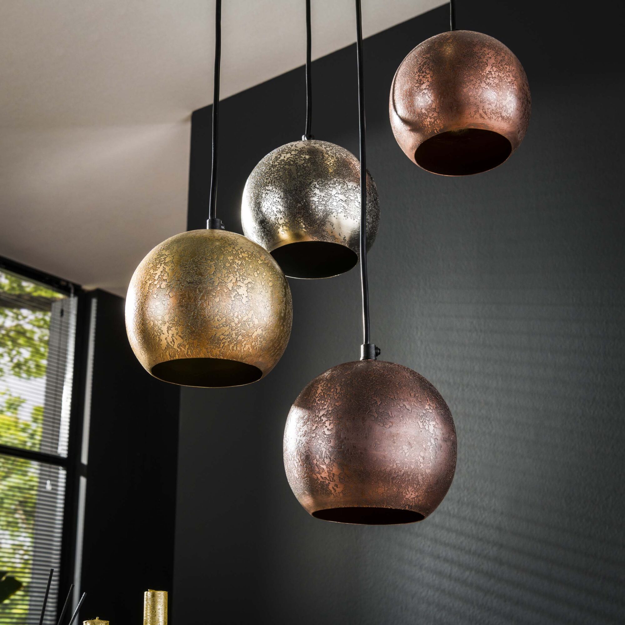 Hanglamp 6x bol getrapt metal print - Afbeelding 3