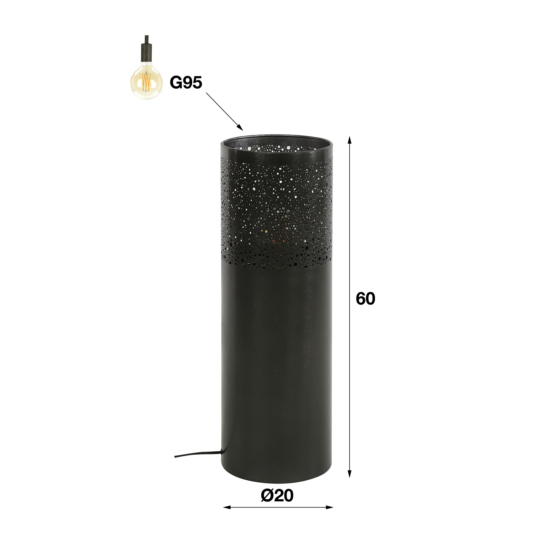 Vloerlamp Cilinder Zwart Nikkel - 60 cm - Afbeelding 6