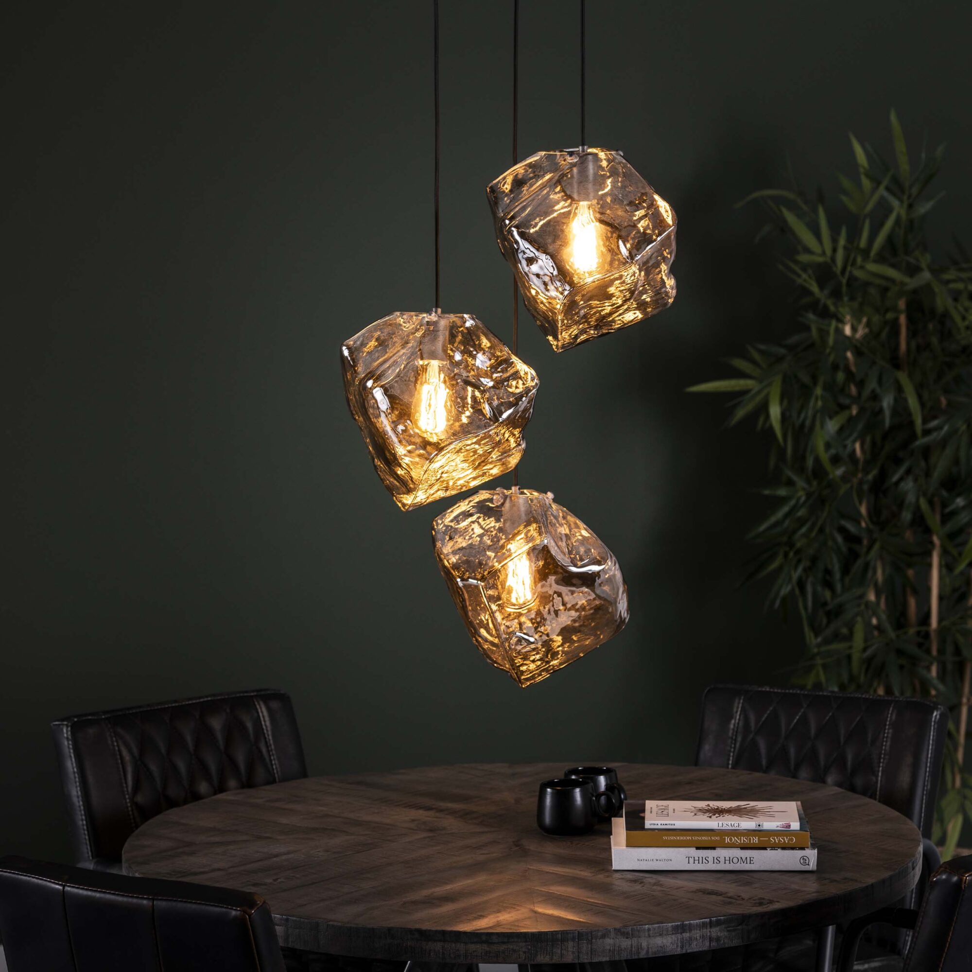 Hanglamp Rock Getrapt met 3 lampen Chromed Glass