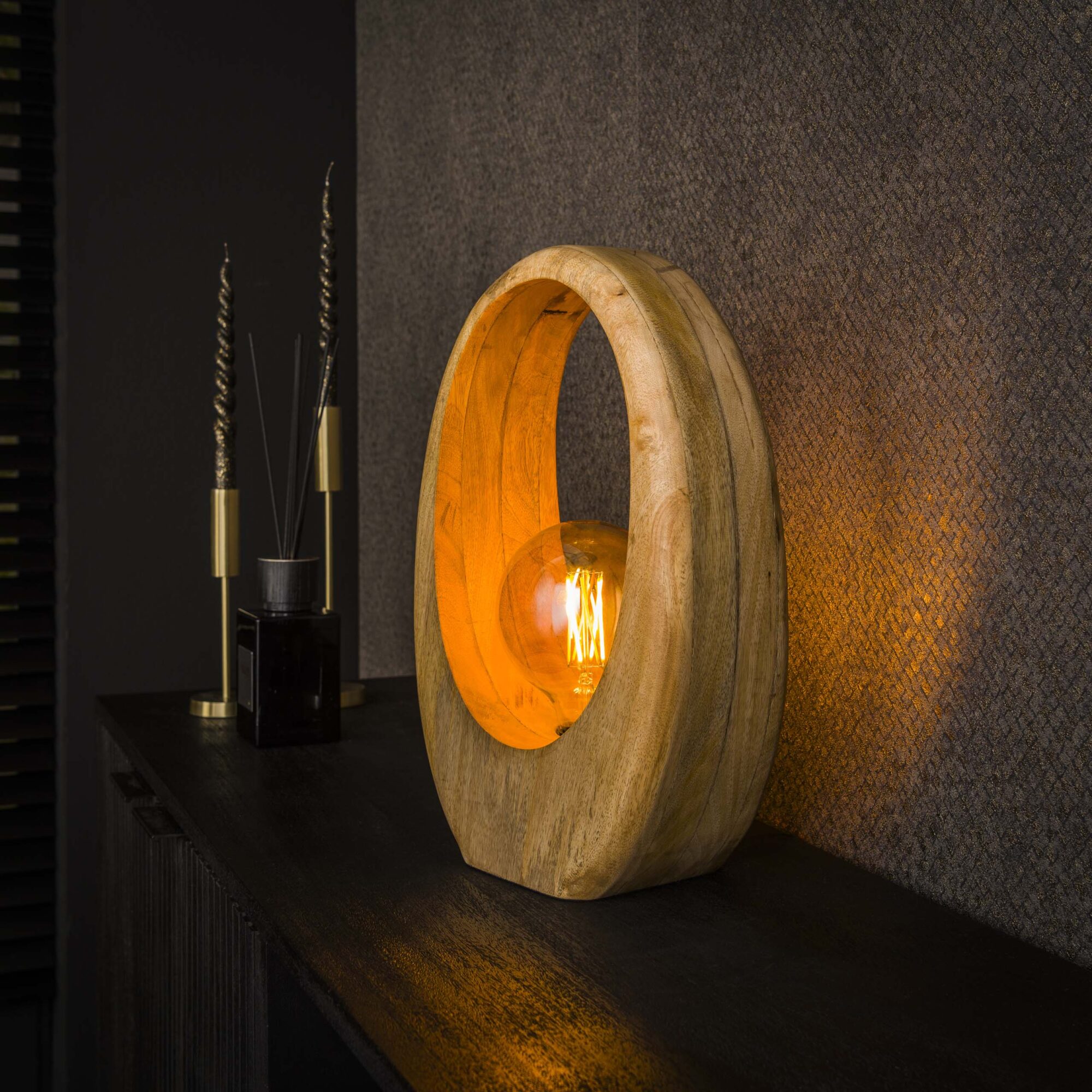 Tafellamp Arch Wood Mangohout - 43 cm