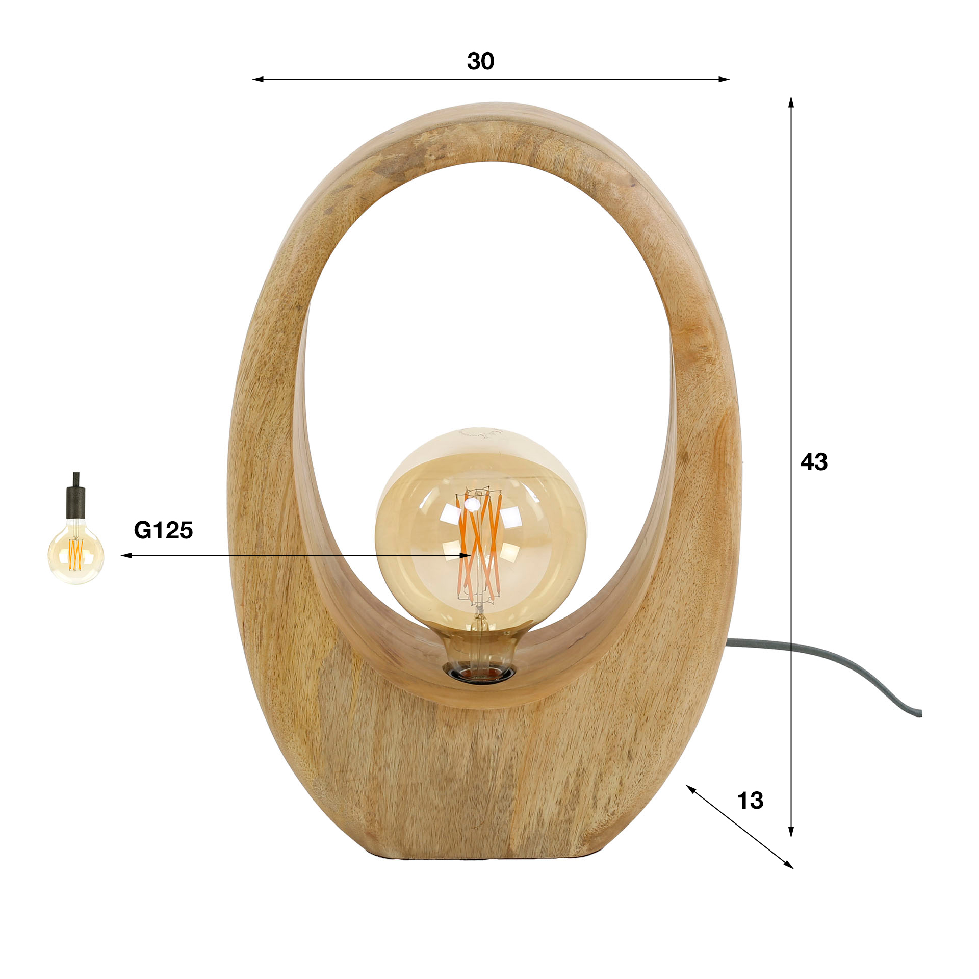 Tafellamp Arch Wood Mangohout - 43 cm - Afbeelding 6