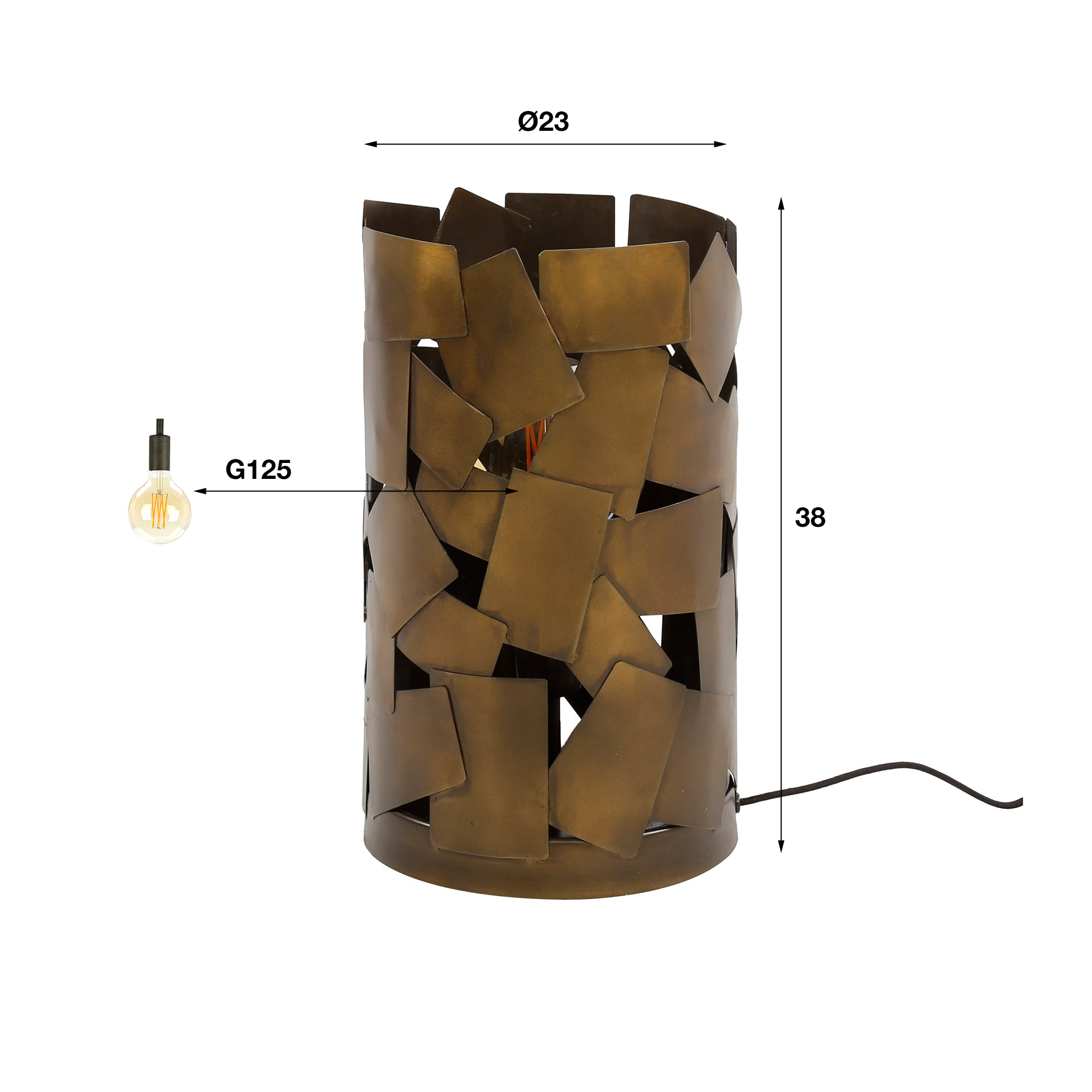 Tafellamp Patch Cylinder kleur Brons Antiek - Afbeelding 4
