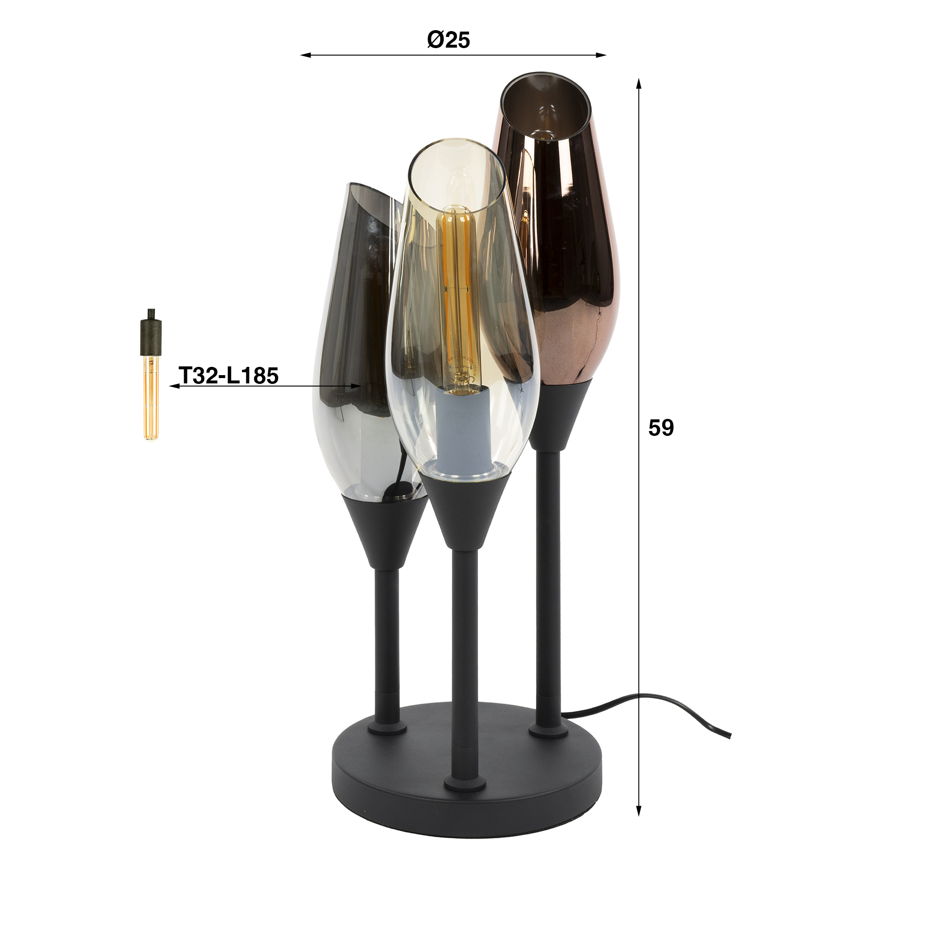 Tafellamp Cocoon 3-lichts - Zwart - Afbeelding 4