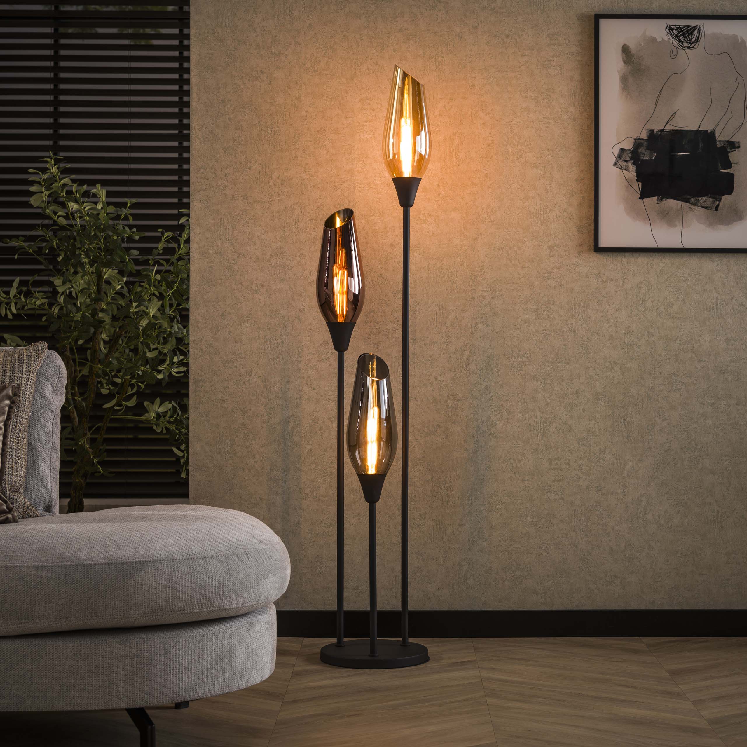 Vloerlamp Cocoon Mix Glass 3-lamps - 35 x 168 cm