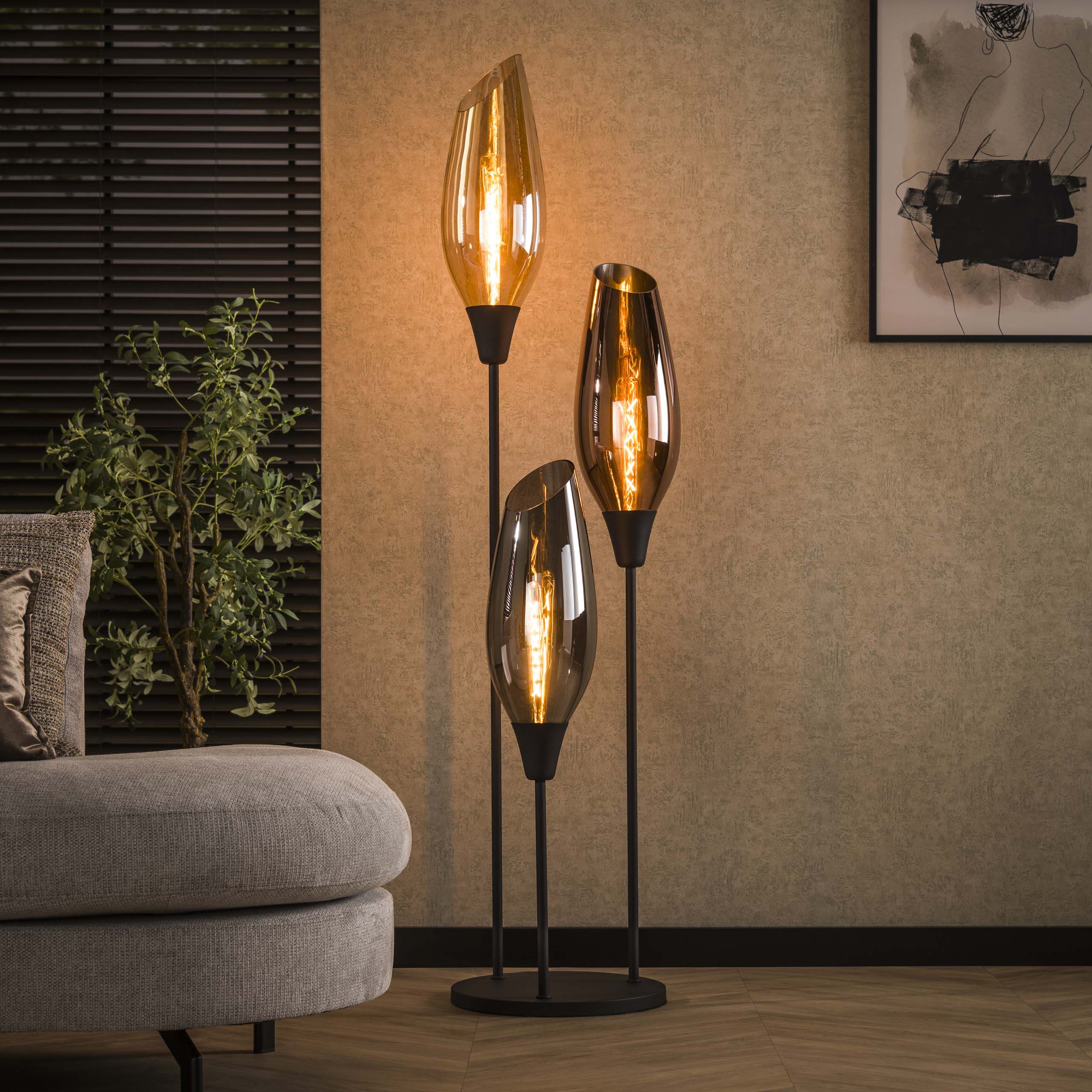 Vloerlamp Cocoon Mix Glass 3-lamps - 45 x 178 cm