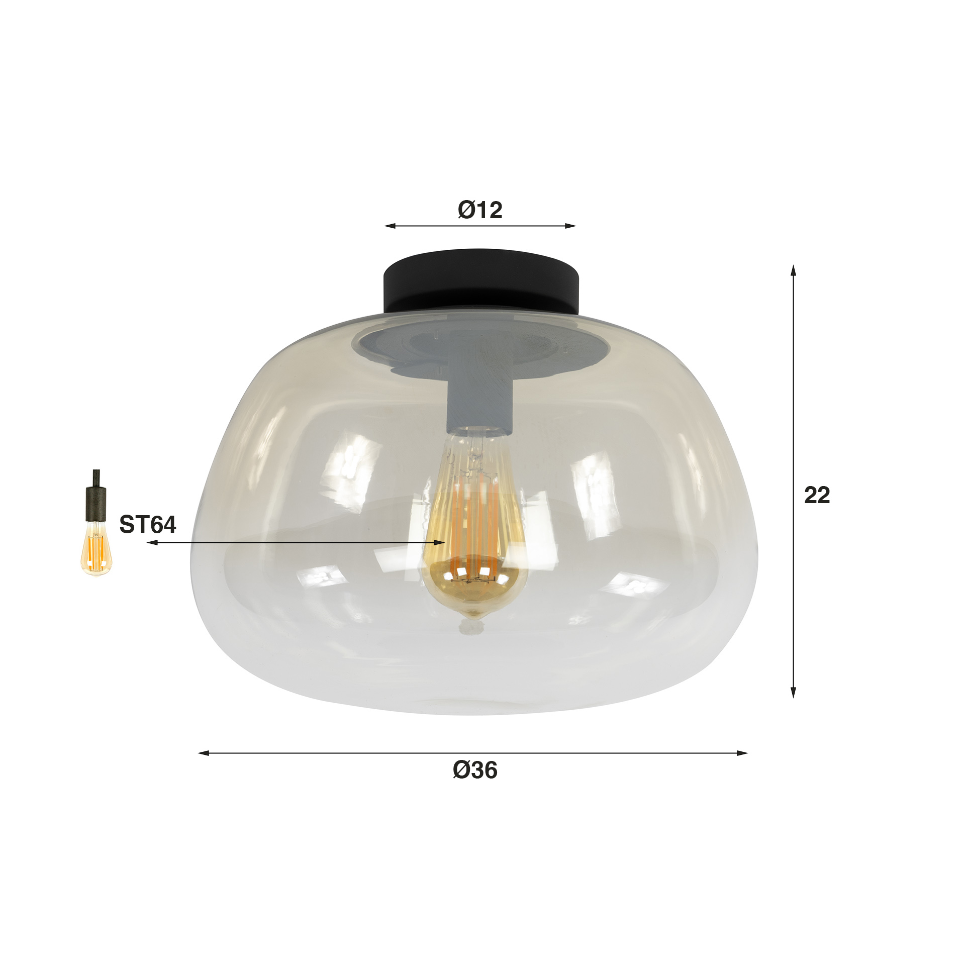 Plafondlamp Pulse Shaded 1-lichts - Amber glas - Afbeelding 3