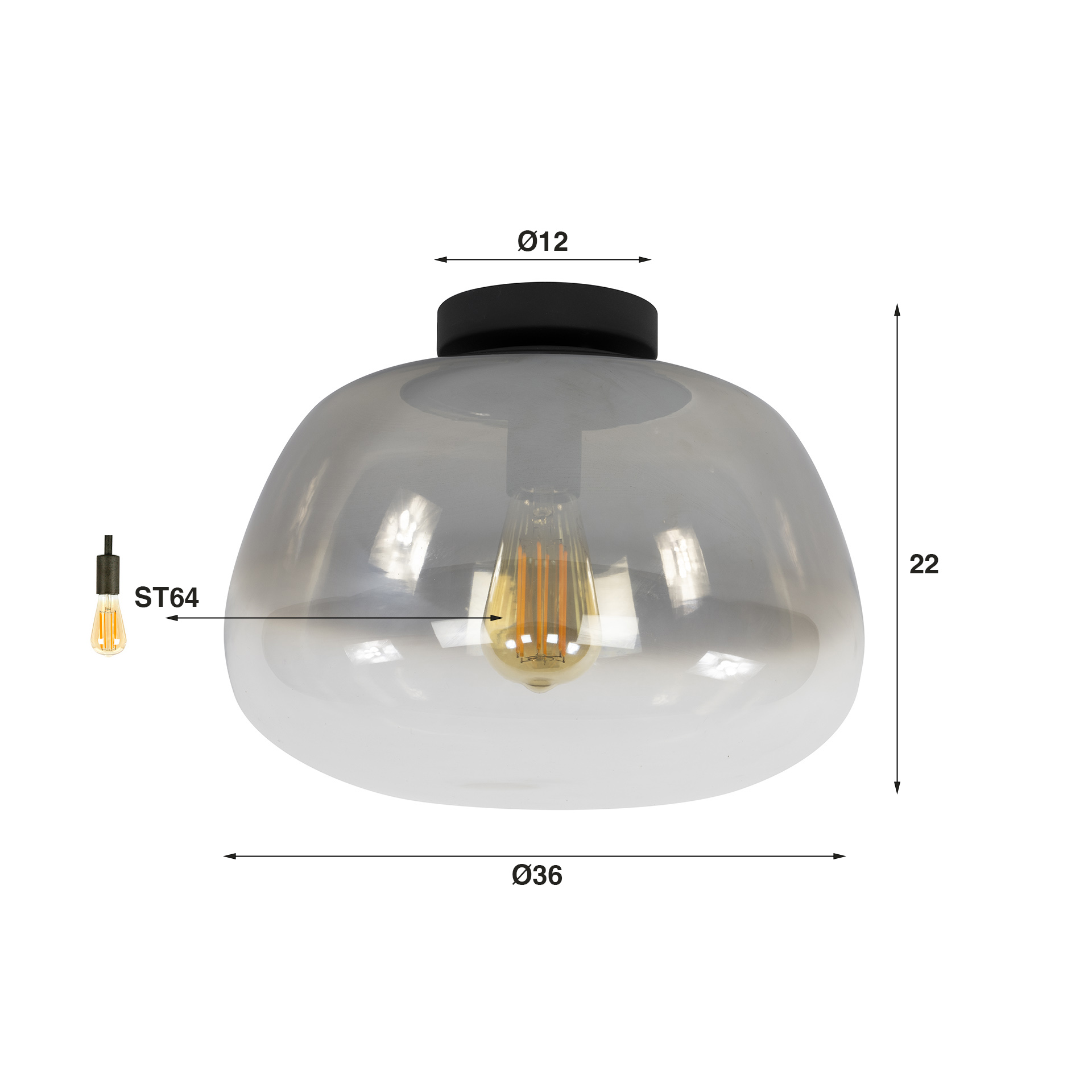 Plafondlamp Pulse Shaded 1-lichts - Smoke grey - Afbeelding 3