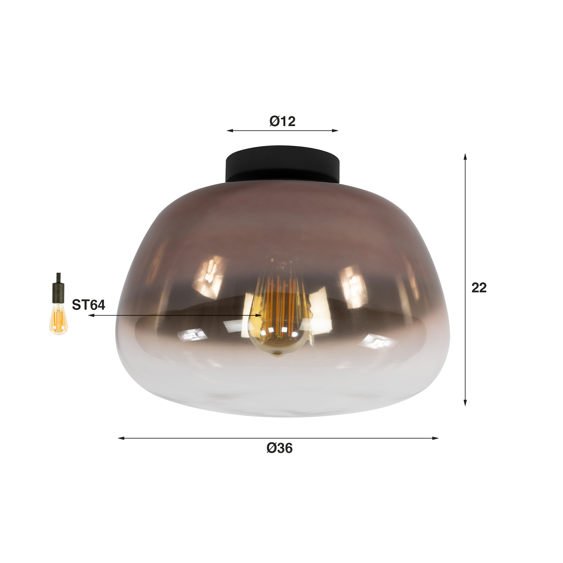 Plafondlamp Pulse Shaded 1-lichts - Koper glas - Afbeelding 3