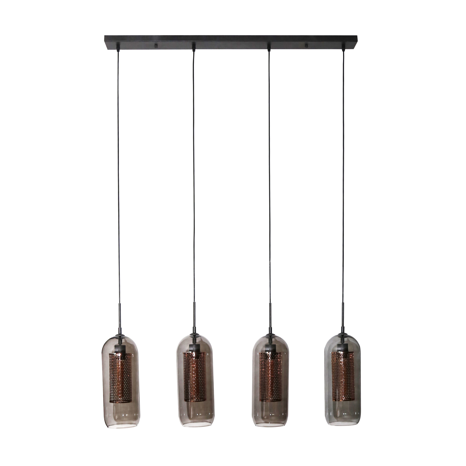 Hanglamp 4L getint glas-geperforeerd staal - Afbeelding 4