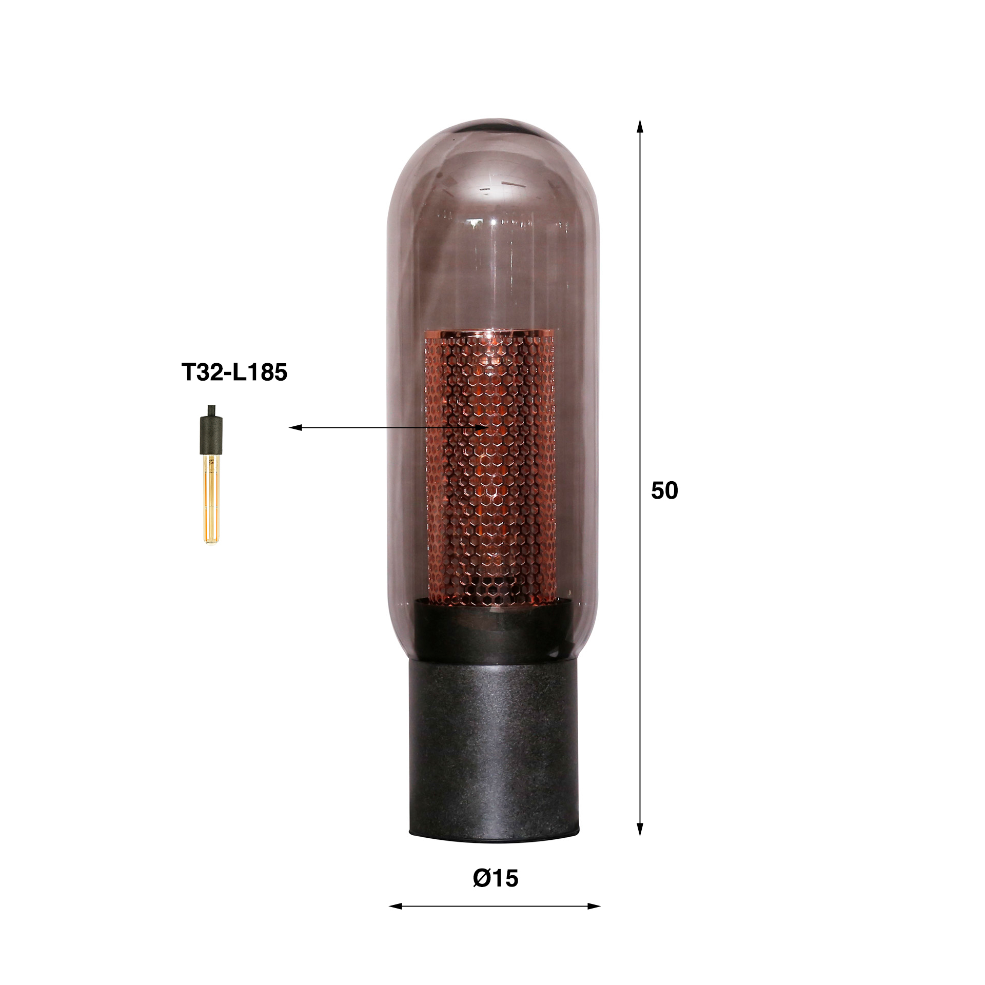 Tafellamp Smoke Glas - Geperforeerd Staal - Afbeelding 6