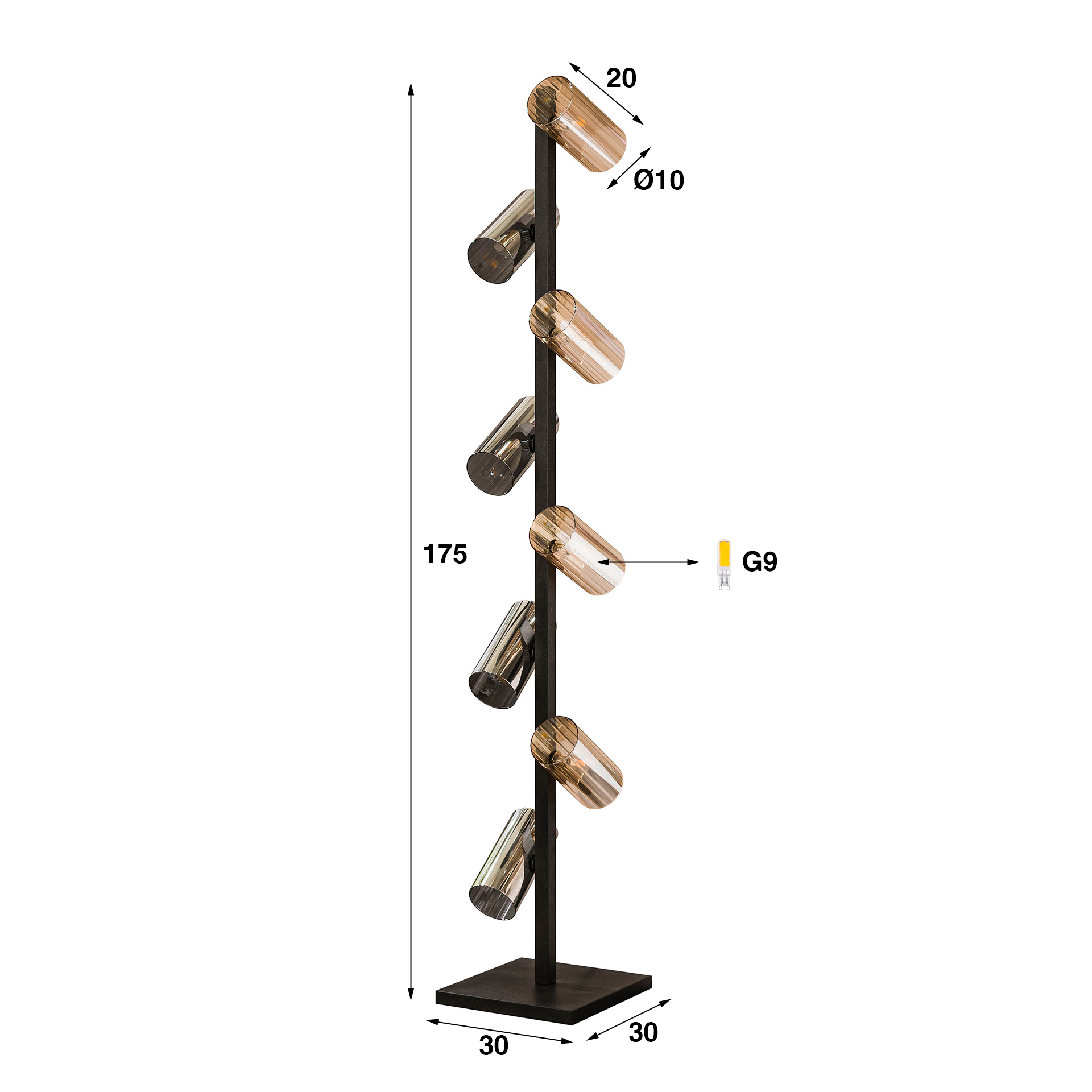 Vloerlamp Ice Thee 8-lamps Mixed glas - Afbeelding 5