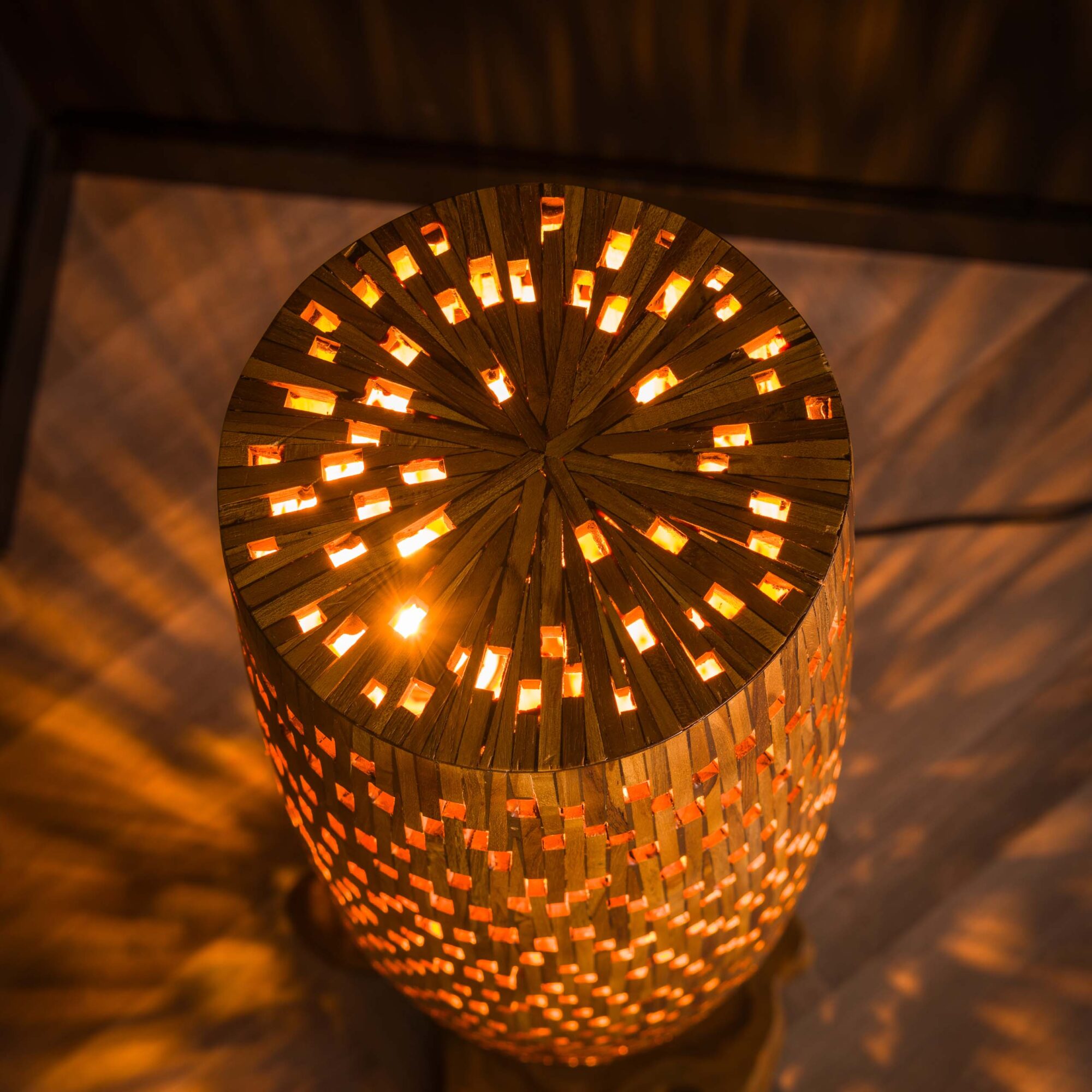 Vloerlamp Bars Medium 145cm 3 lampen Teakhout - Afbeelding 3