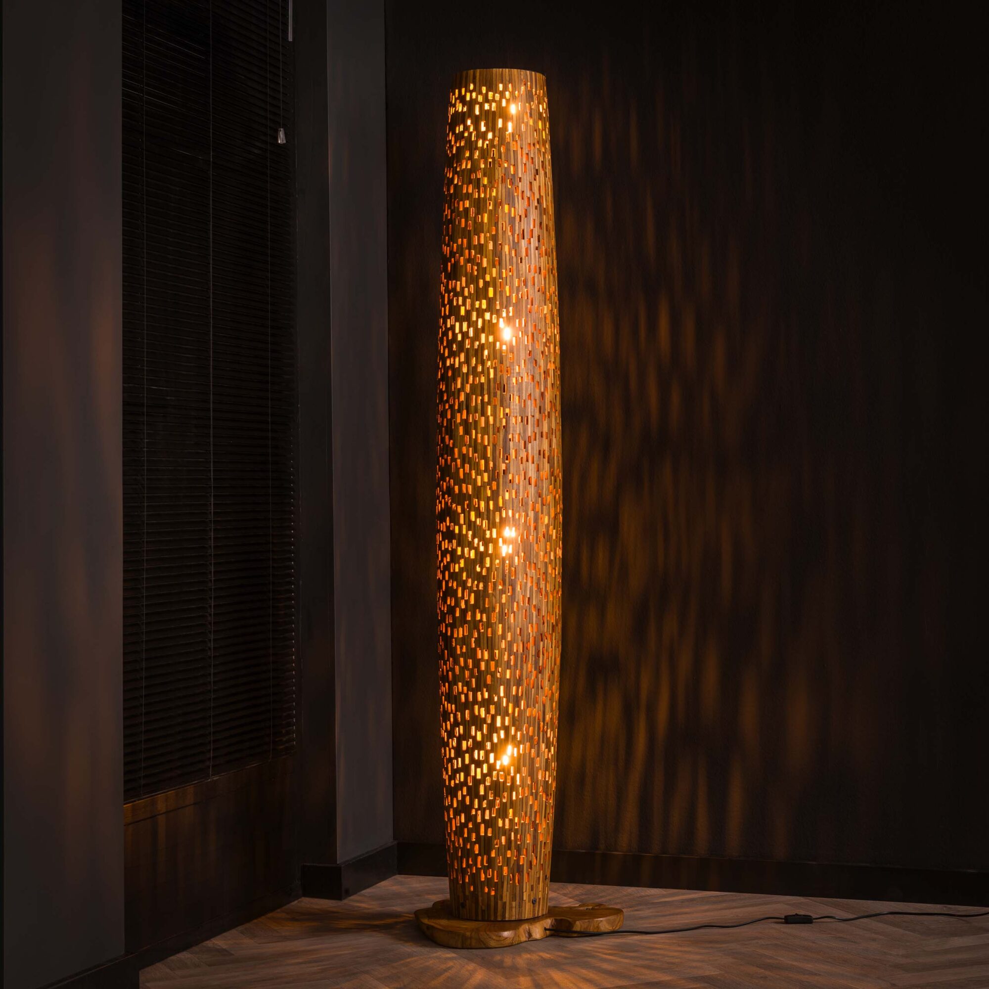 Vloerlamp Bars Large 184cm 4 lampen Teakhout