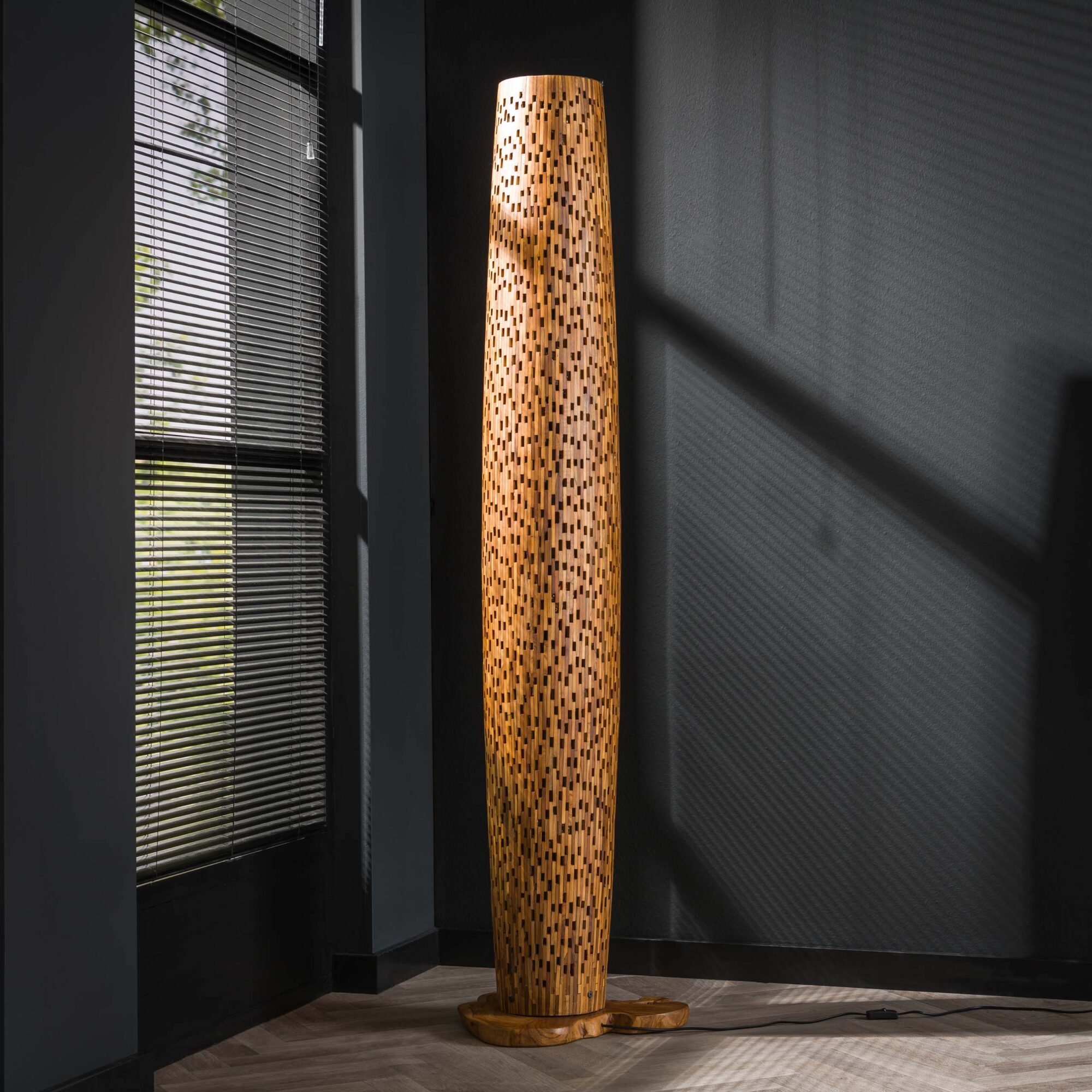 Vloerlamp Bars Large 184cm 4 lampen Teakhout - Afbeelding 2