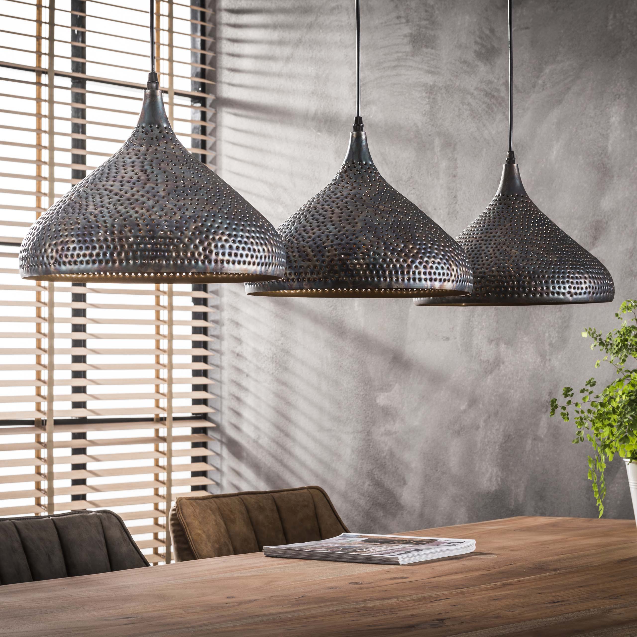 Hanglamp Punch Trechter Zwart Bruin - 3 lampen - Afbeelding 2