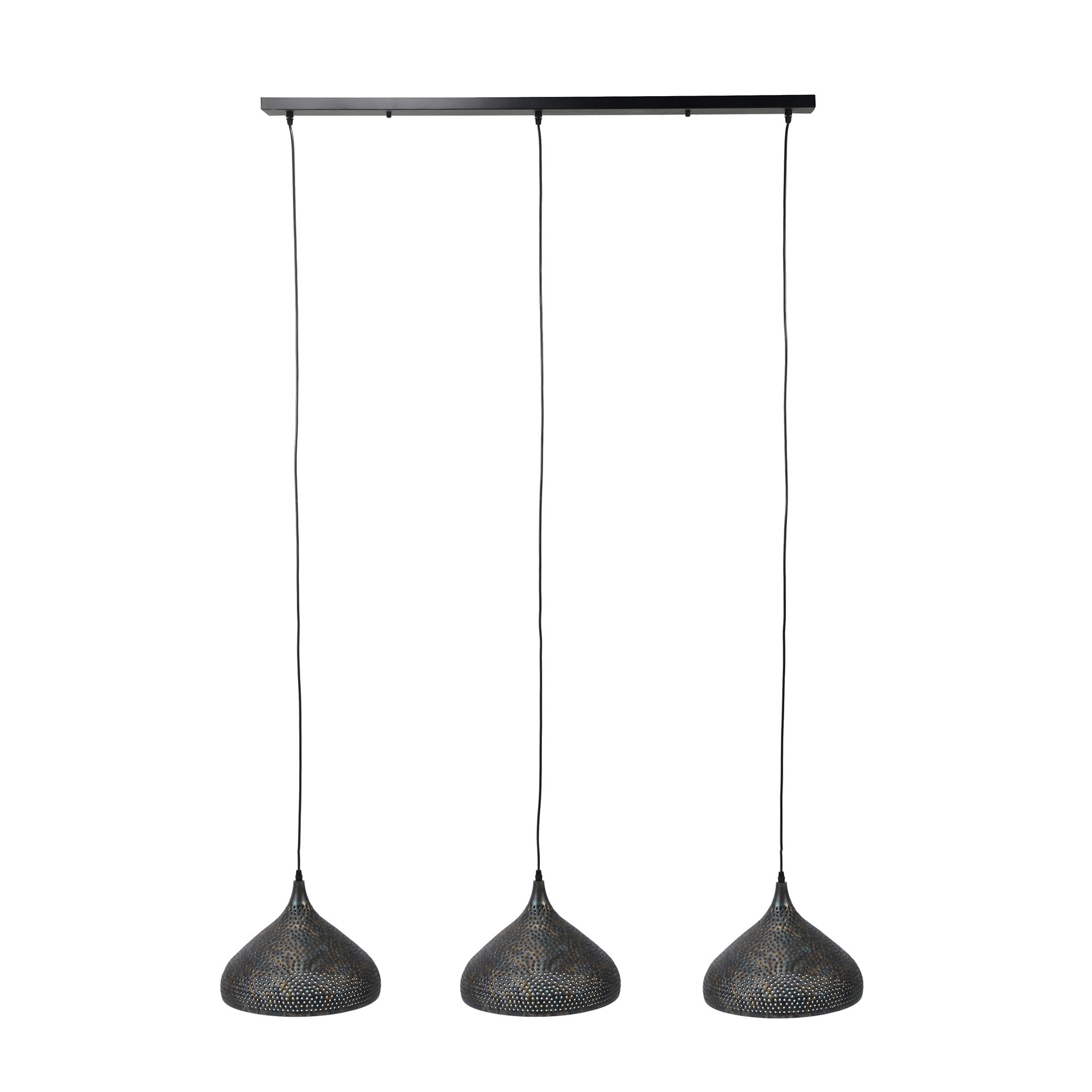 Hanglamp Punch Trechter Zwart Bruin - 3 lampen - Afbeelding 3