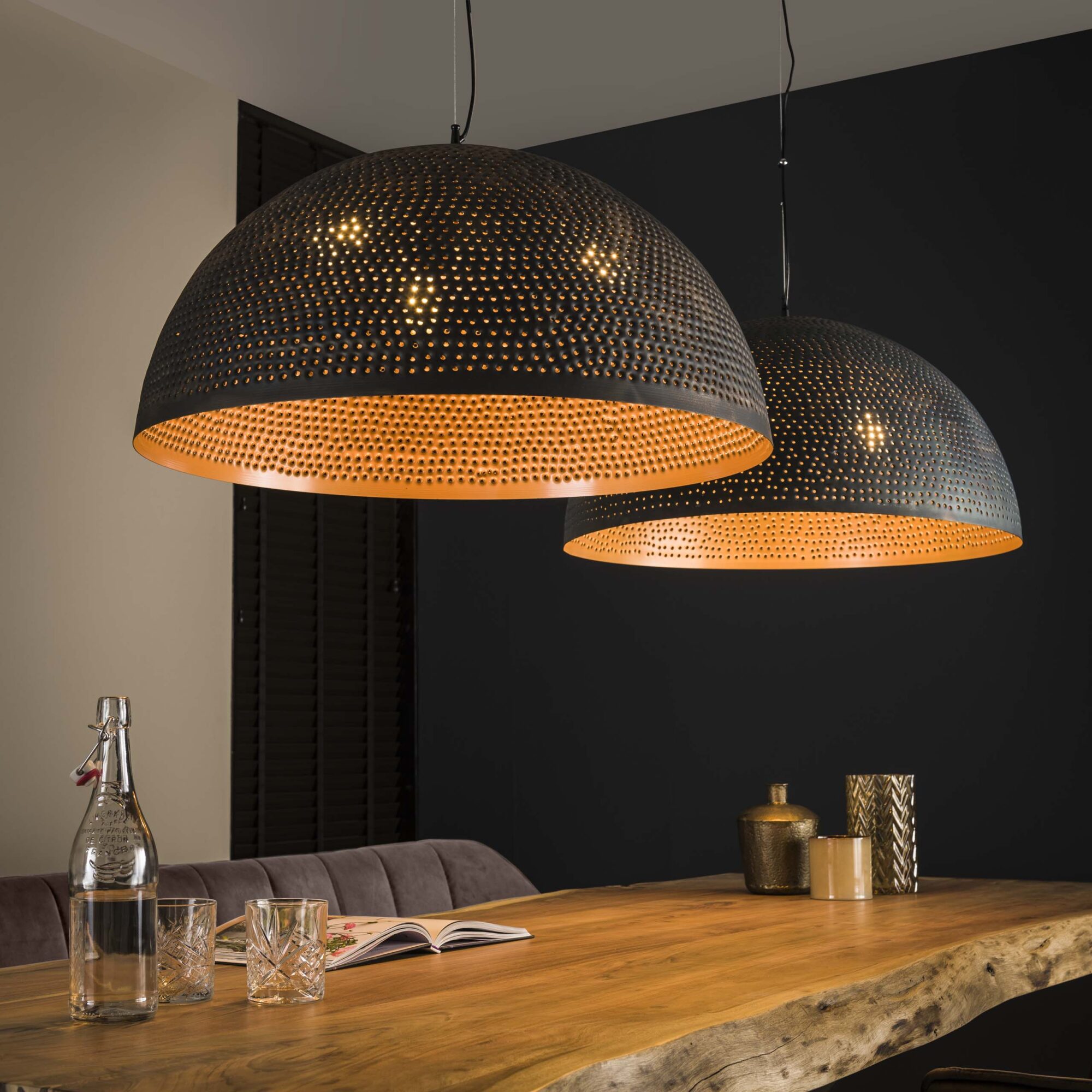 Hanglamp Punch Zwart Bruin - 1 lamp