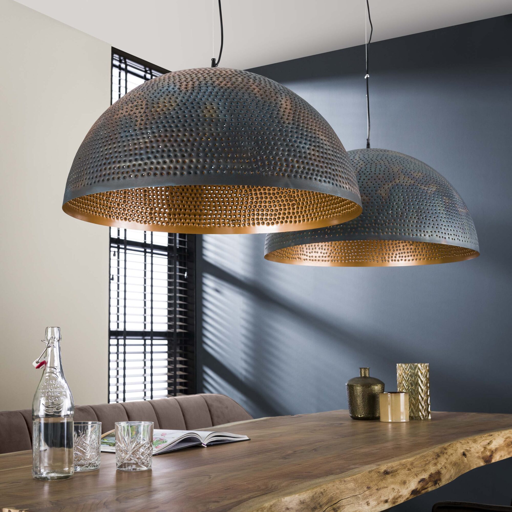 Hanglamp Punch Zwart Bruin - 1 lamp - Afbeelding 2