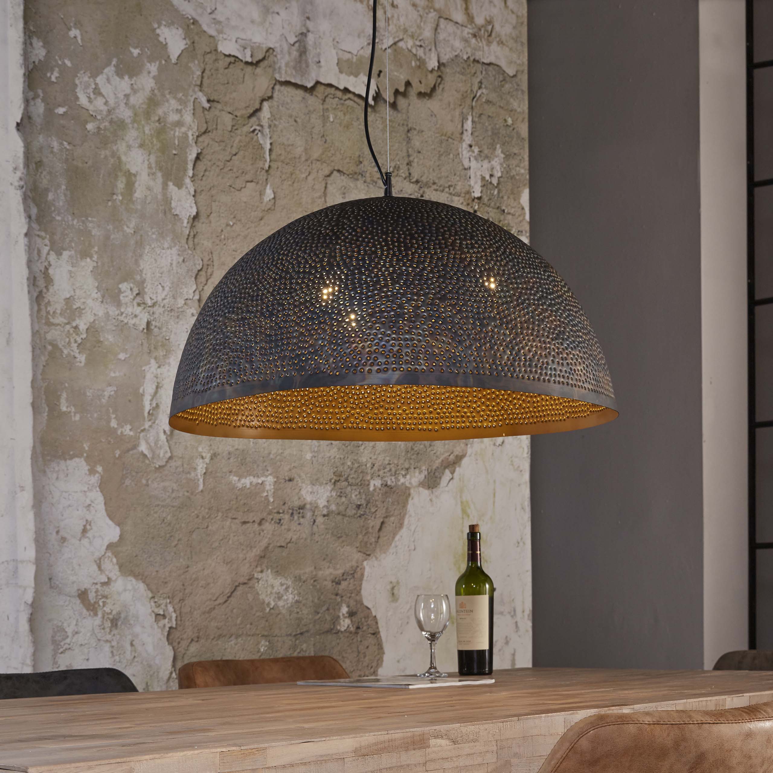 Hanglamp Punch Zwart Bruin - 1 lamp - Afbeelding 3