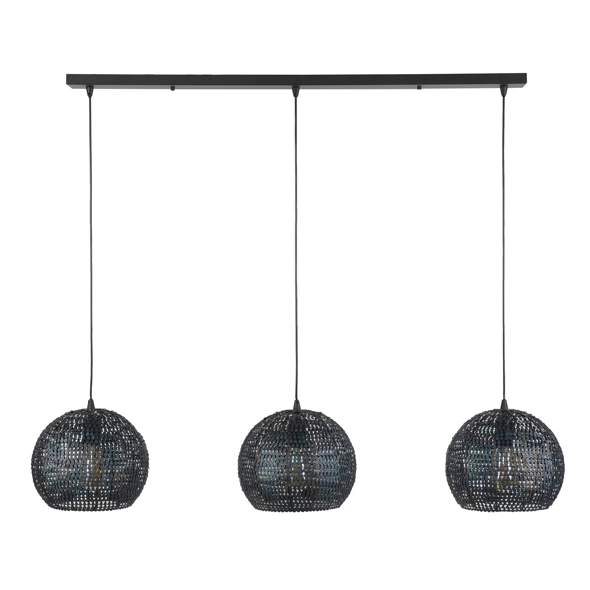 Hanglamp Armor Half Rond Zwart Bruin - 3 lampen - Afbeelding 3
