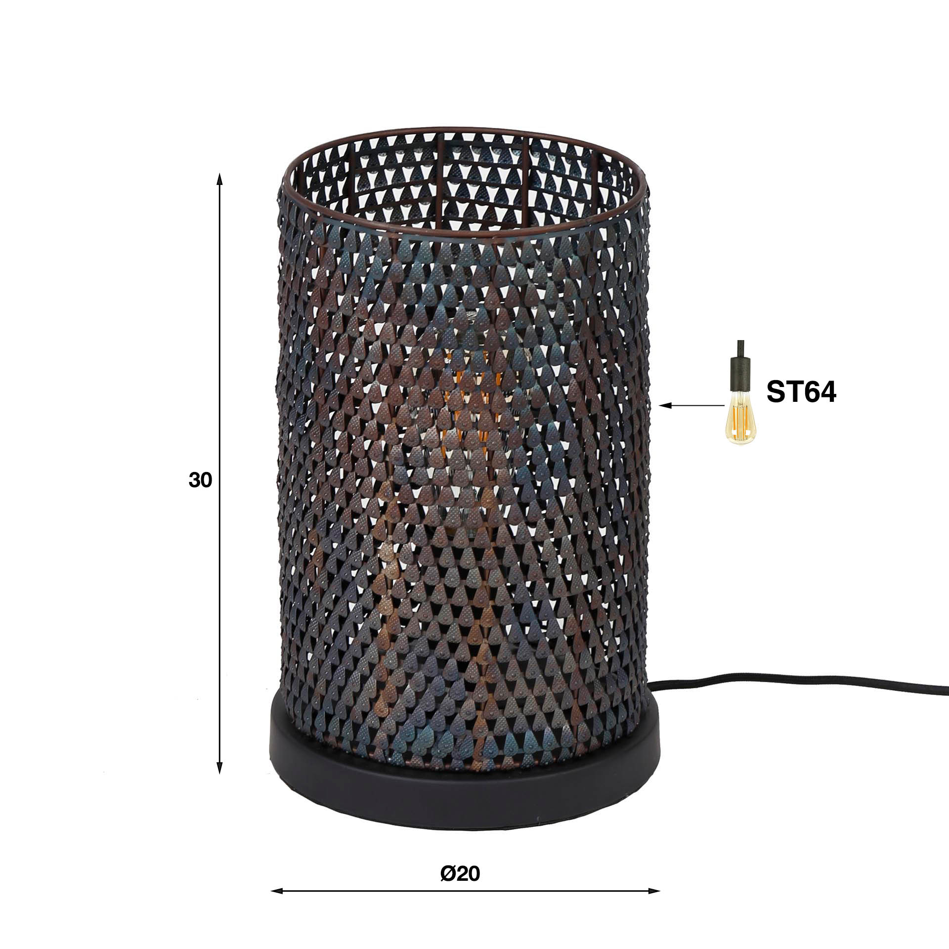Tafellamp Armor Zwart Bruin - 1 lamp - Afbeelding 4