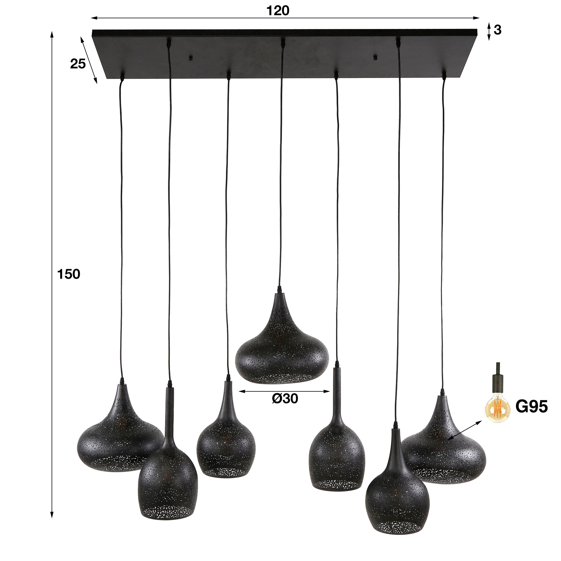 Hanglamp Zip Mix - 4+3 Lampen - Afbeelding 5